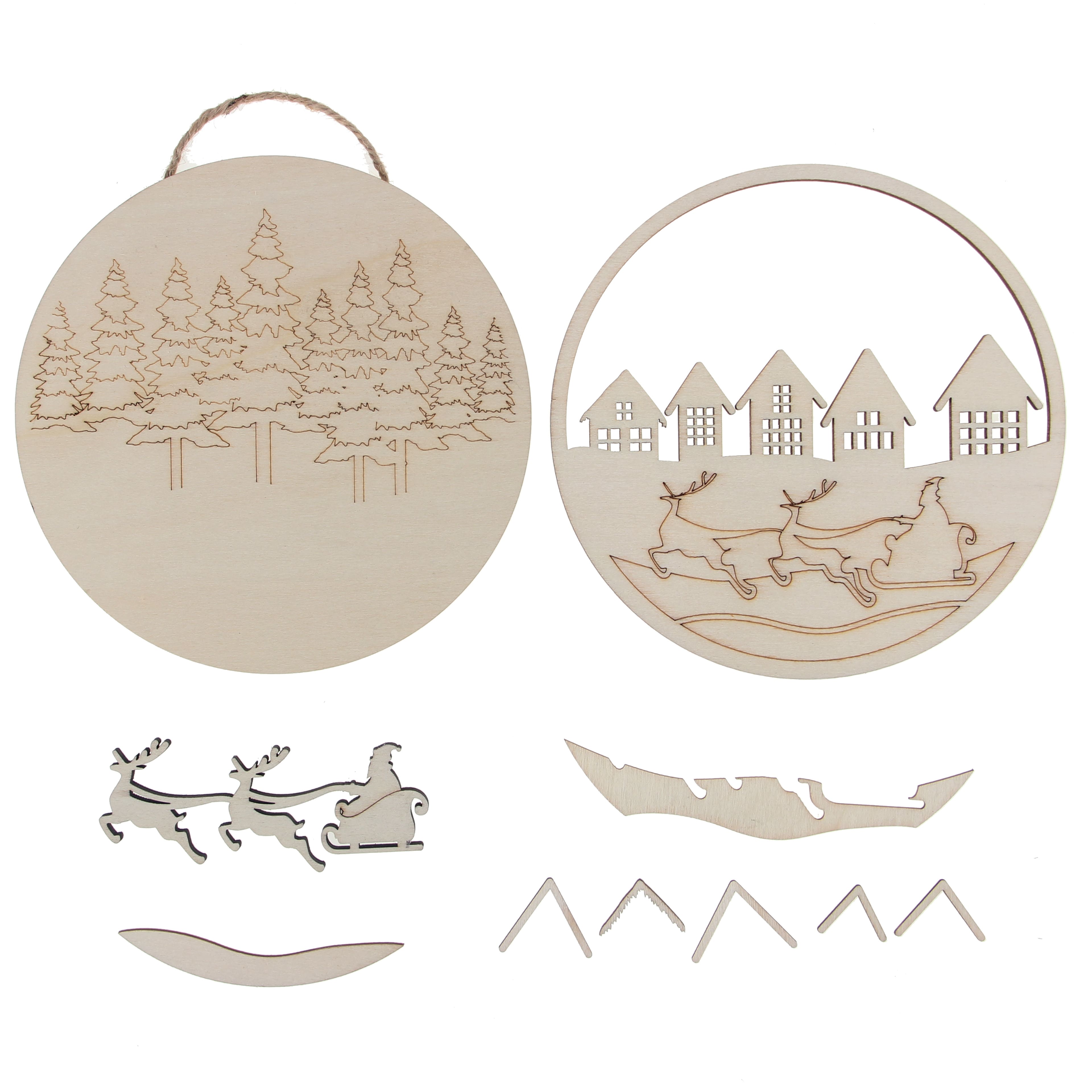6&#x22; Santa Sled Plaque DIY Wood D&#xE9;cor Kit by Make Market&#xAE;