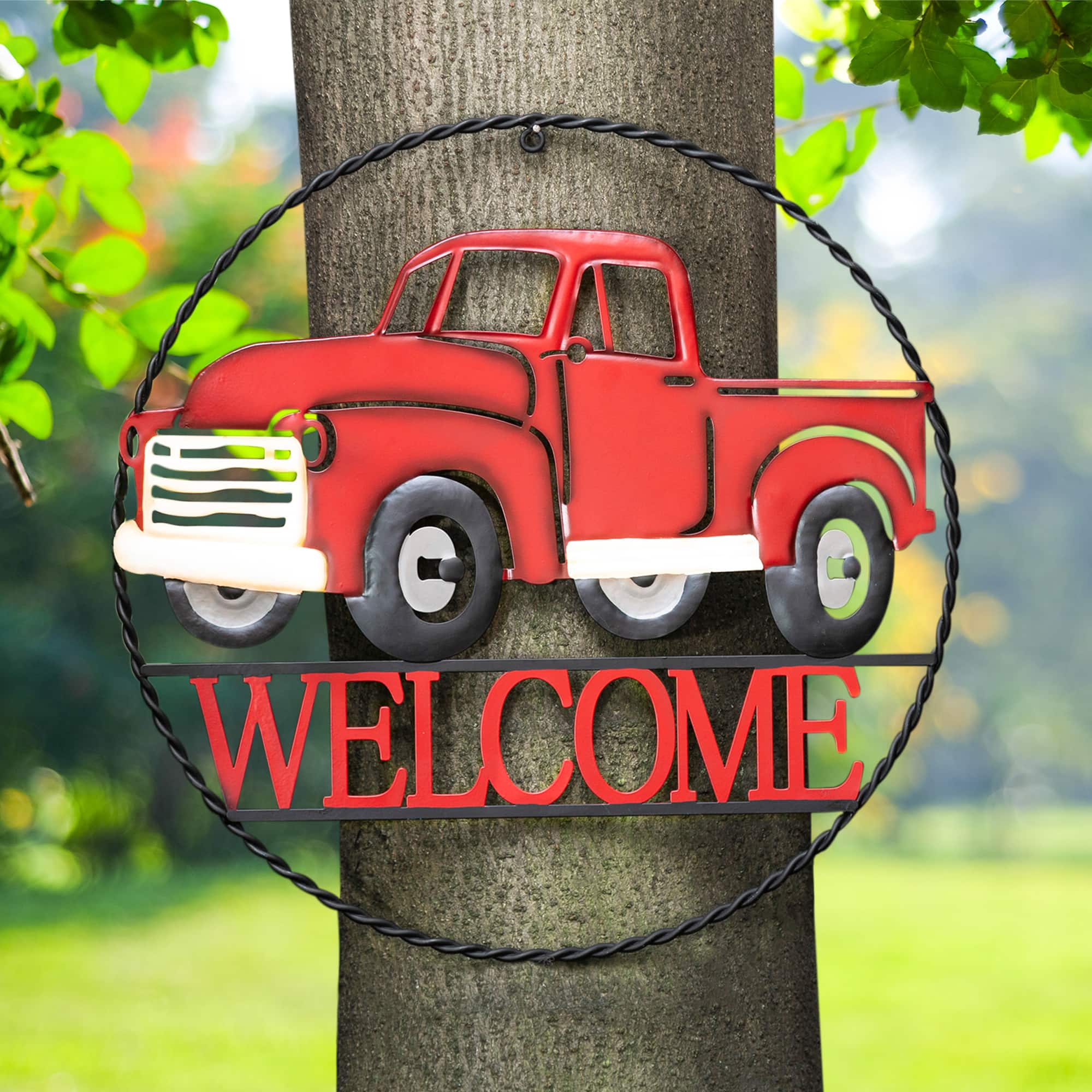 Glitzhome® 20" Farmhouse Metal Truck Welcome Wall Sign