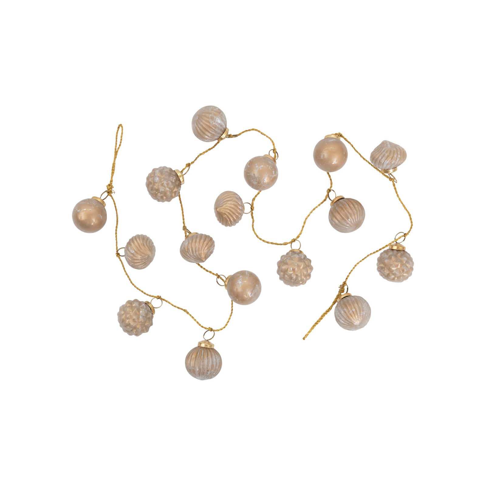 Hello Honey® 6ft. Marbled Taupe Embossed Mercury Glass Ball Ornament Garland