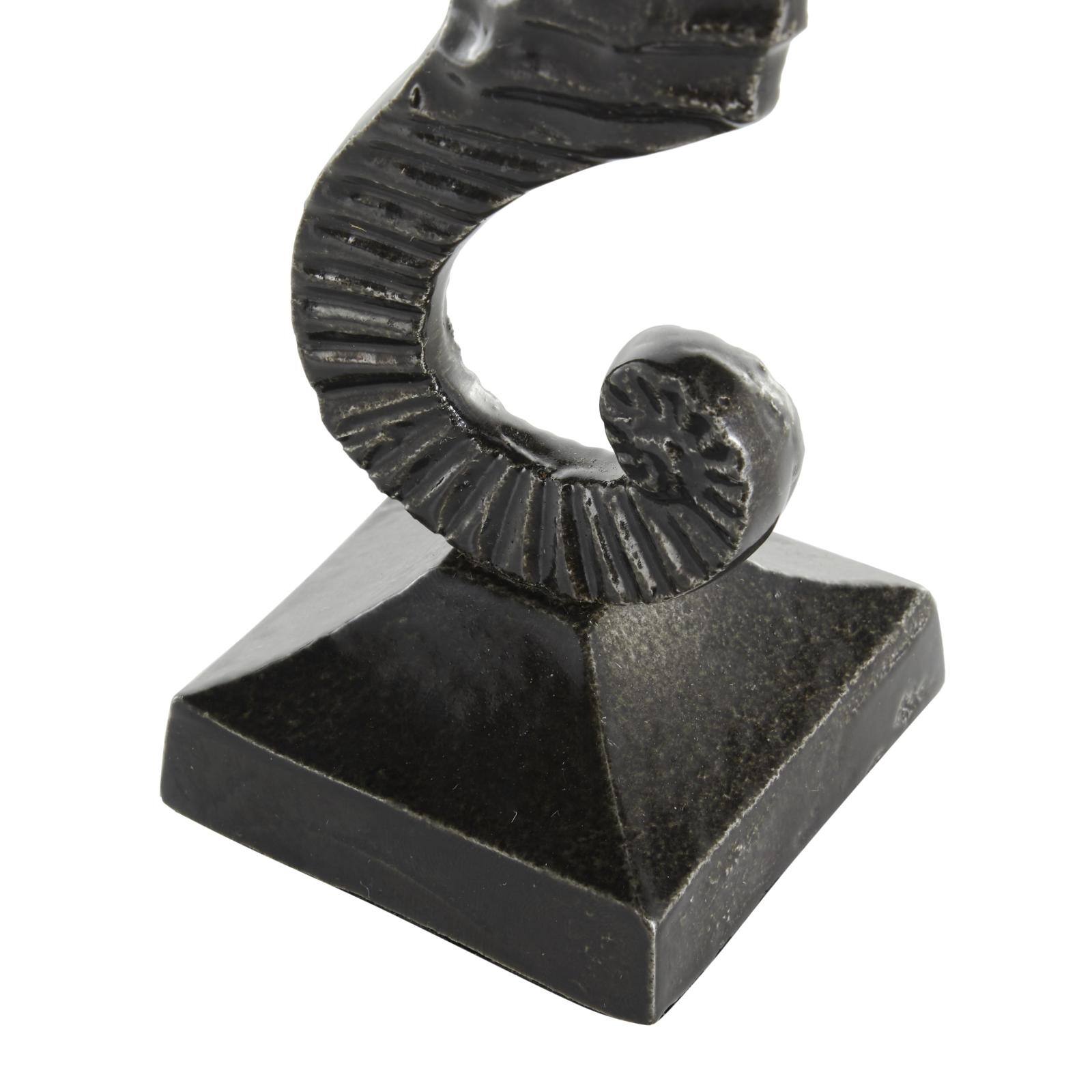 Black Aluminum Sea Horse Sculpture Set with Square Bases