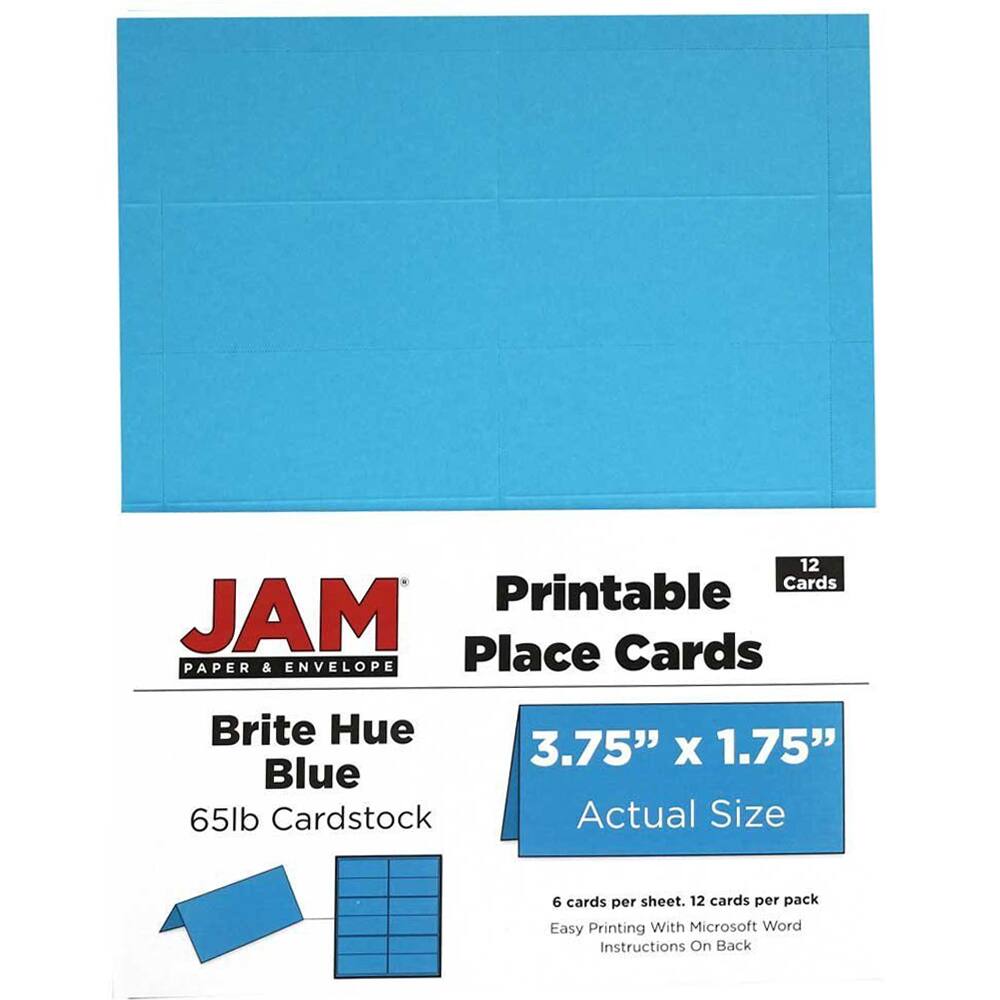 JAM Paper Printable Foldover Place Cards 3 34 x 1 34 Yellow Pack Of 12 -  Office Depot