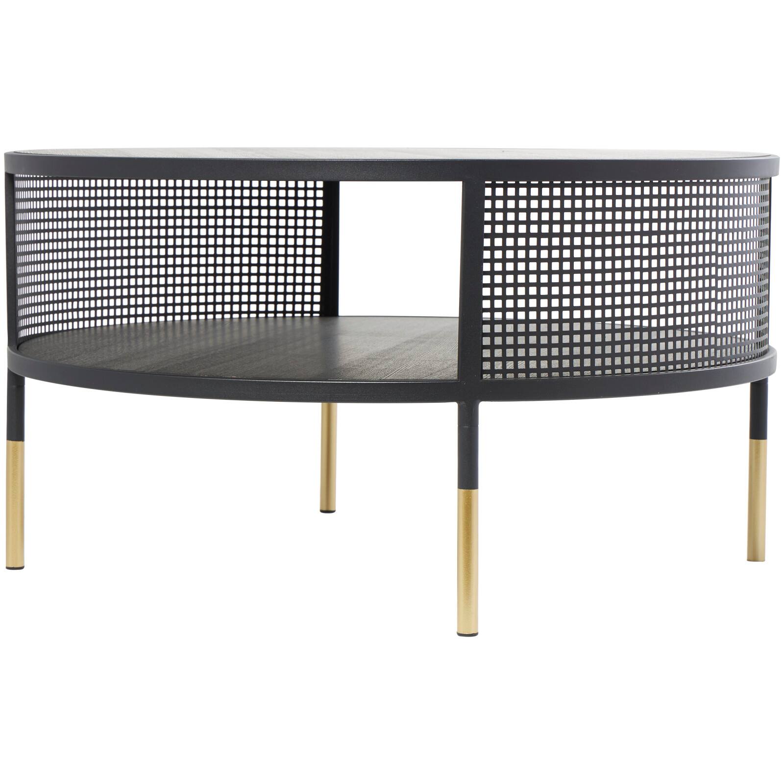 32&#x22; Black Metal Open Grid Frame Coffee Table