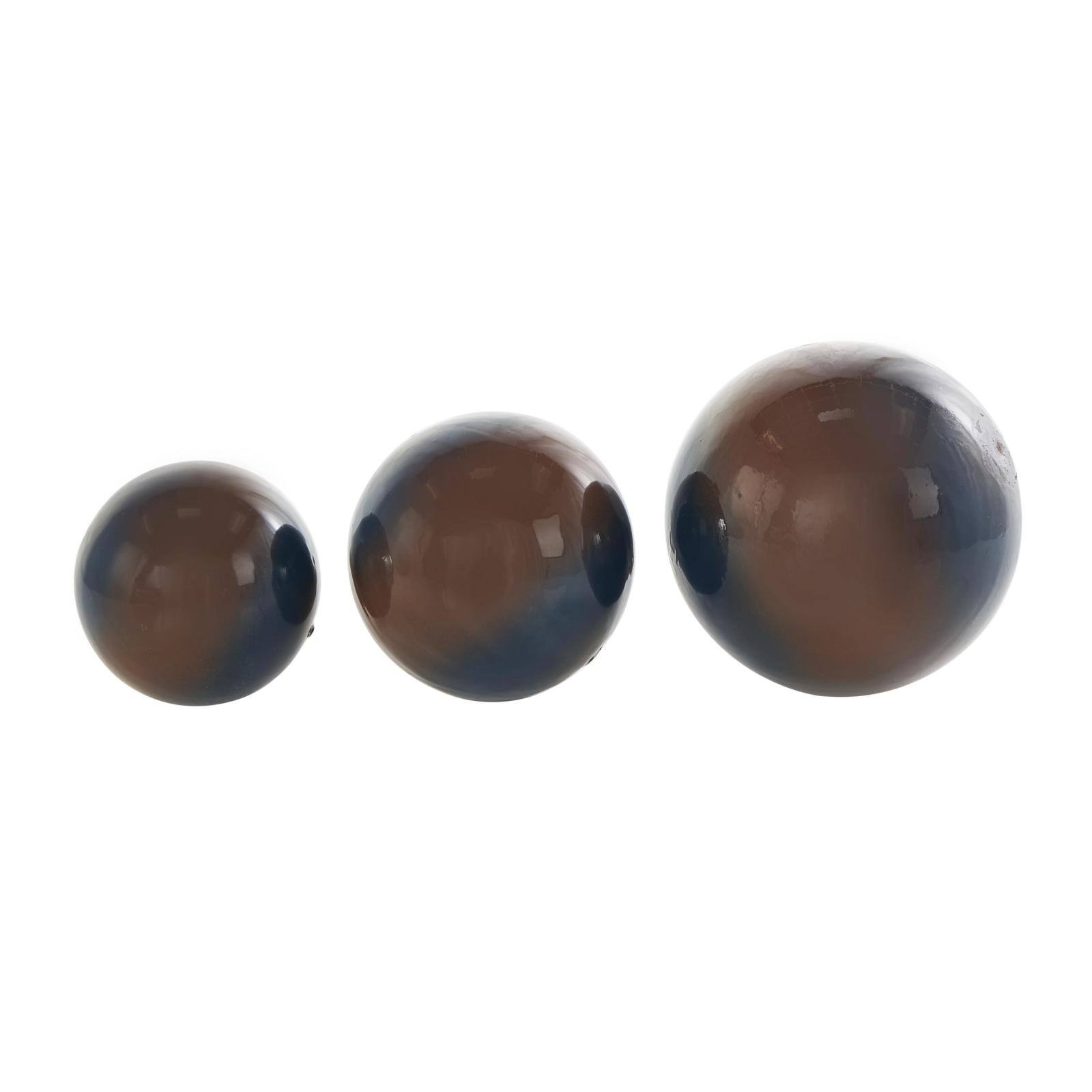 Blue with Brown Stripe Abstract Brushed Decorative Orbs &#x26; Vase Filler Set