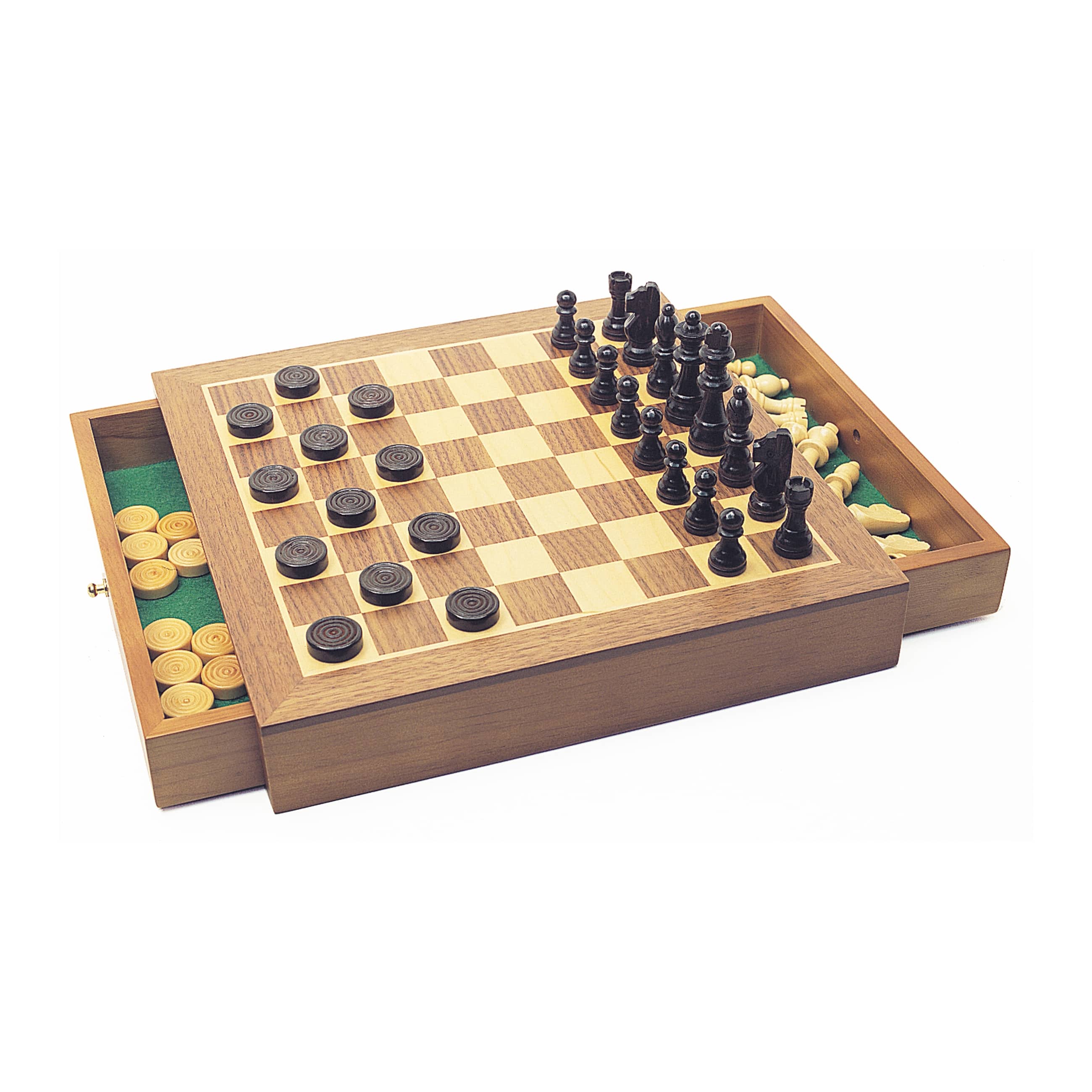 Deluxe Wooden Chess, Checkers & Draughts Game Set