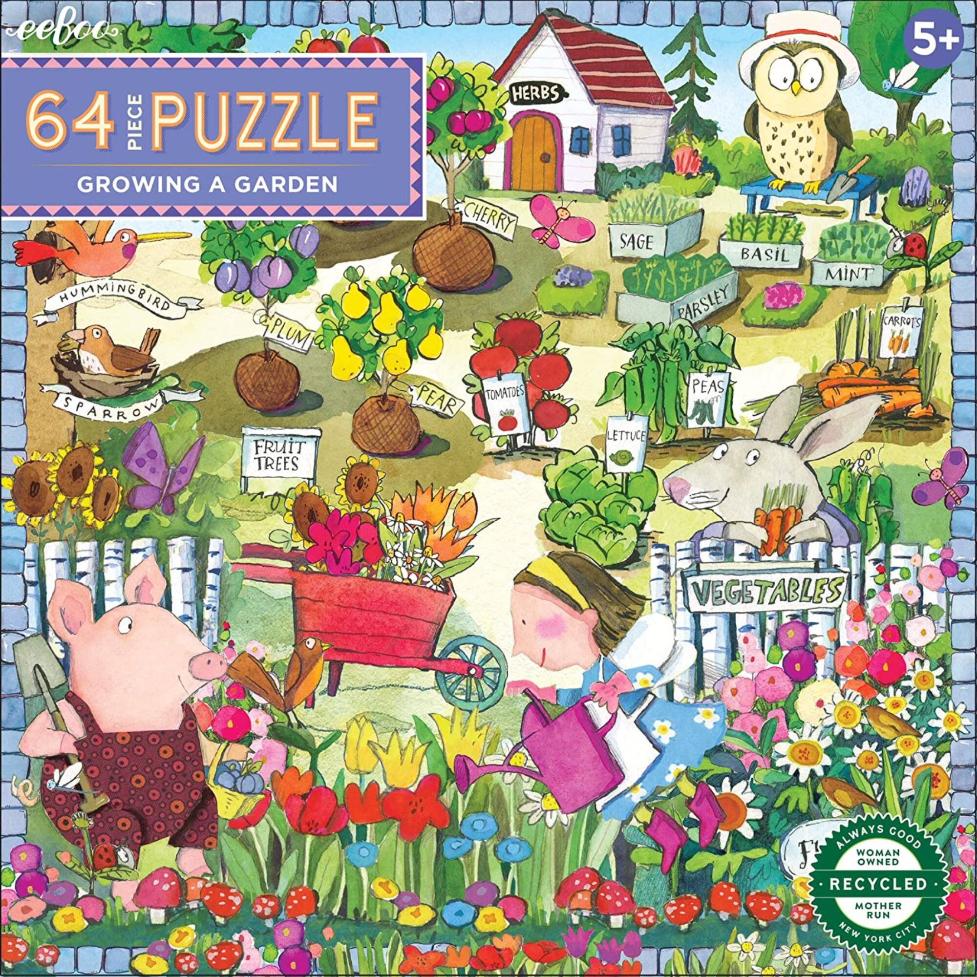 eeBoo Growing a Garden 64 Piece Puzzle