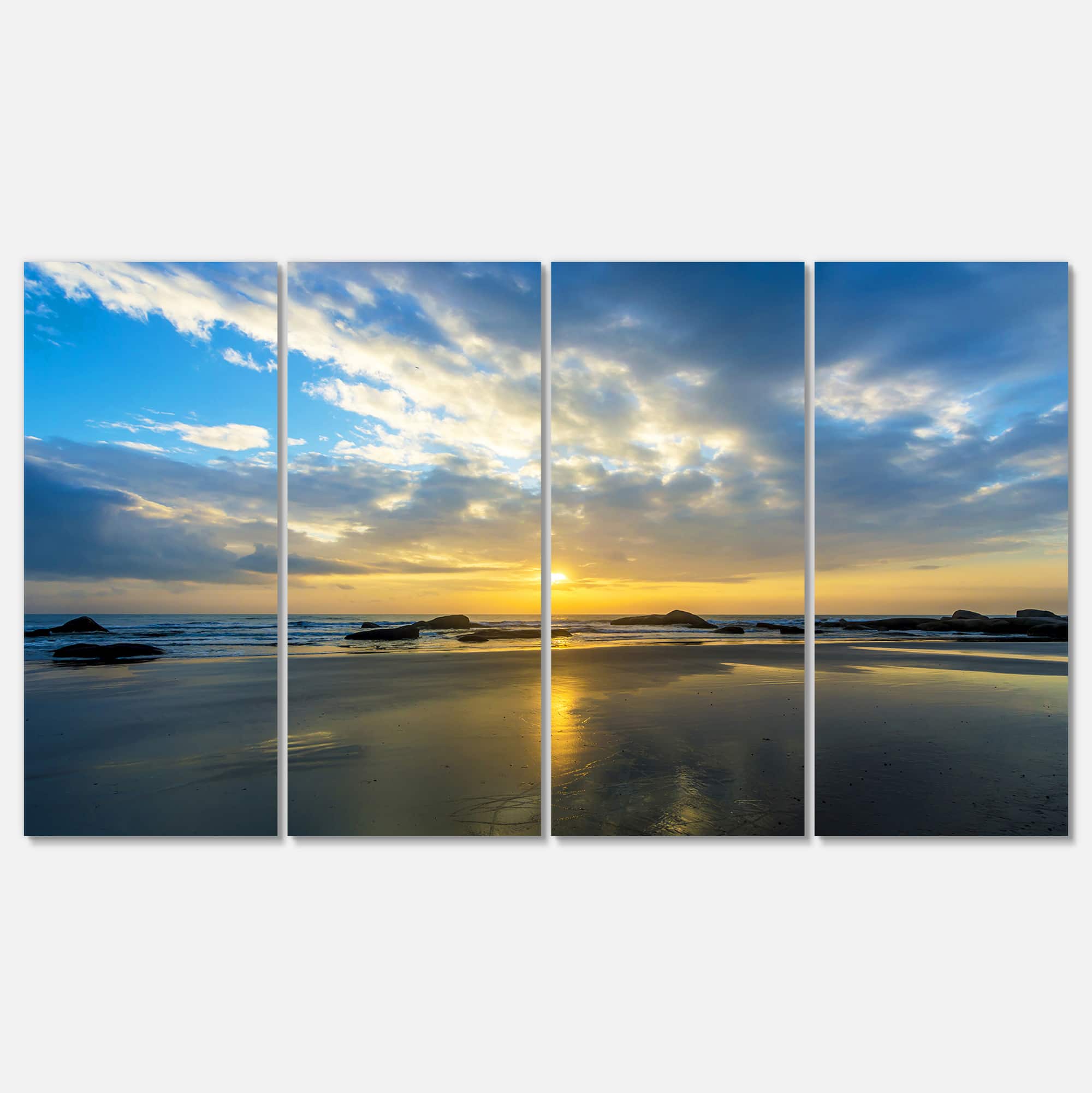 Designart - Beautiful Sunrise and Seashore - Large Seashore Canvas Wall Art