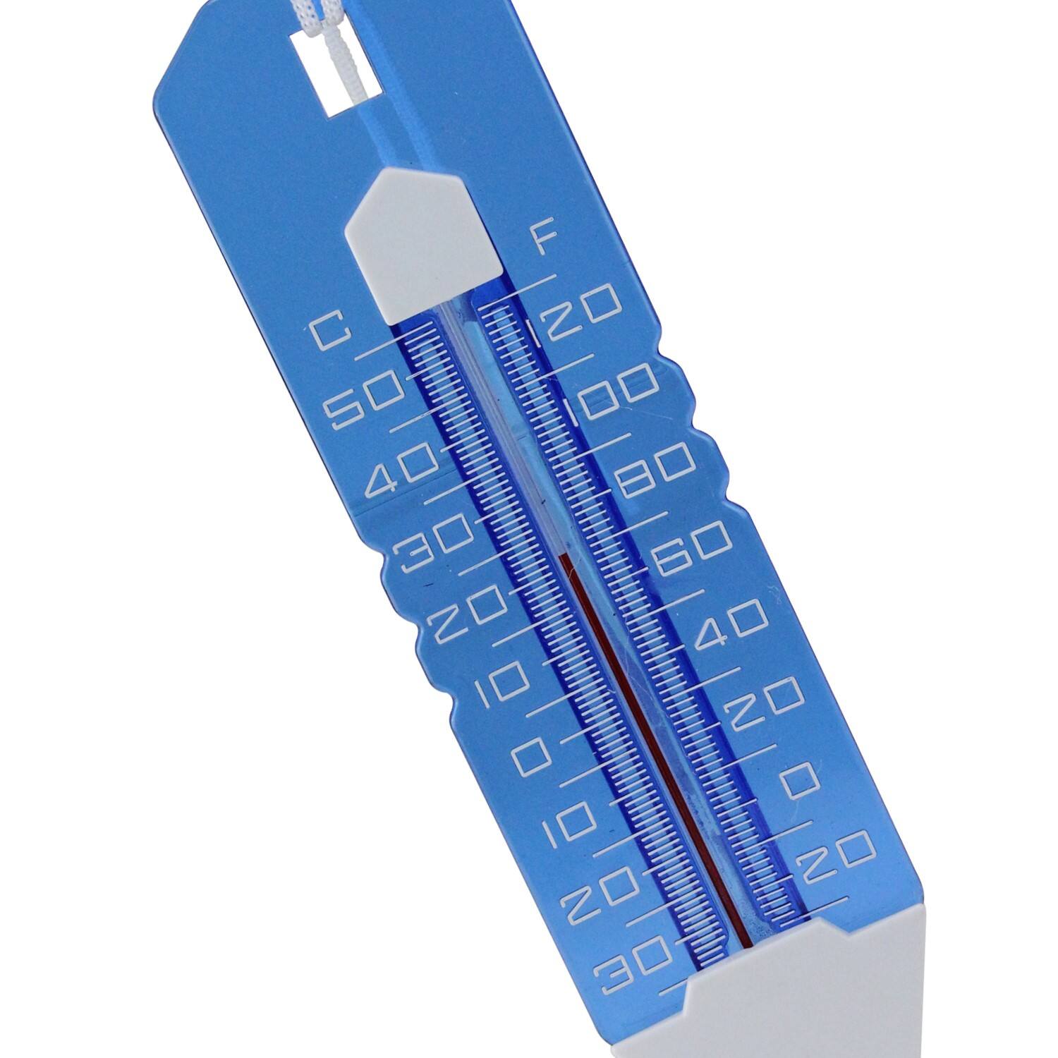 10.5&#x22; Blue Easy-Read Transparent Swimming Pool Thermometer with Cord