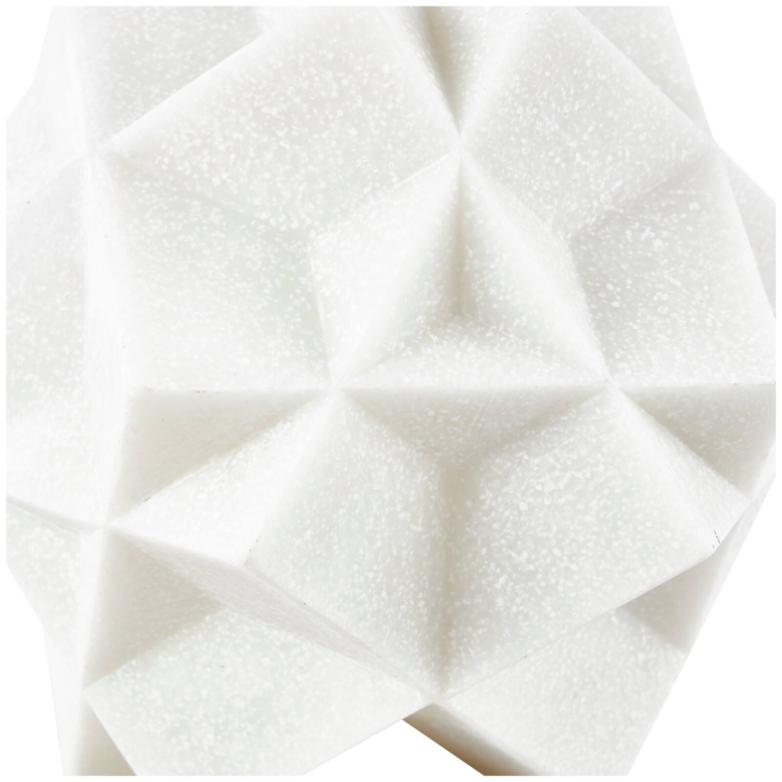 7" White Polystone Geometric Dimensional Ball Sculpture Décor