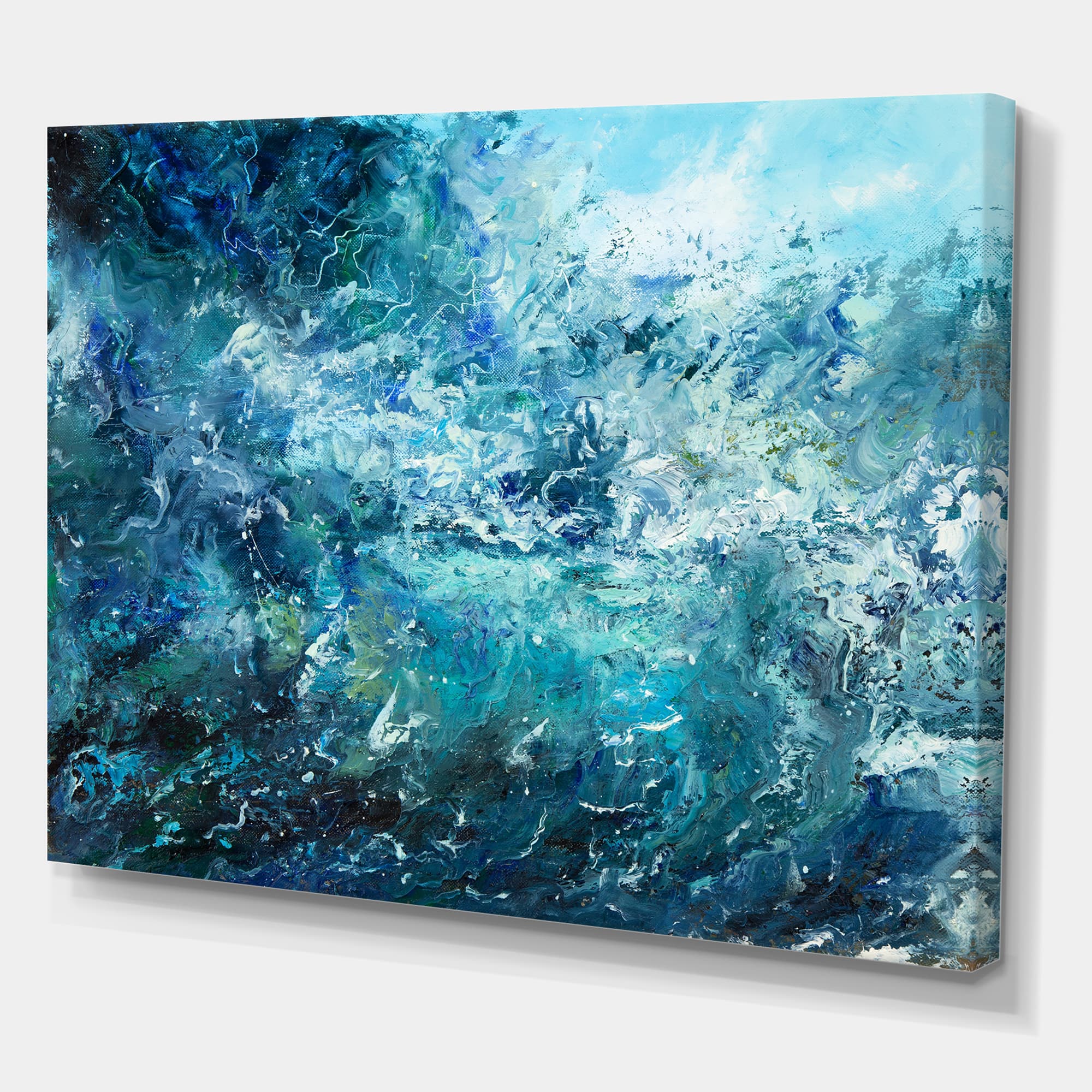Designart - Wild Blue Ocean Waves V - Nautical &#x26; Coastal Canvas Wall Art Print