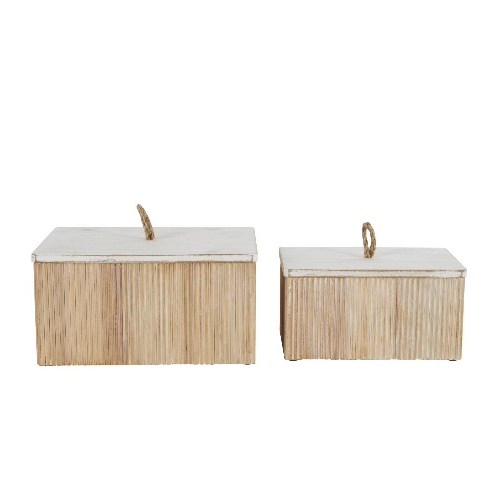 Cream Ribbed Storage Decorative Box Set with White Lids