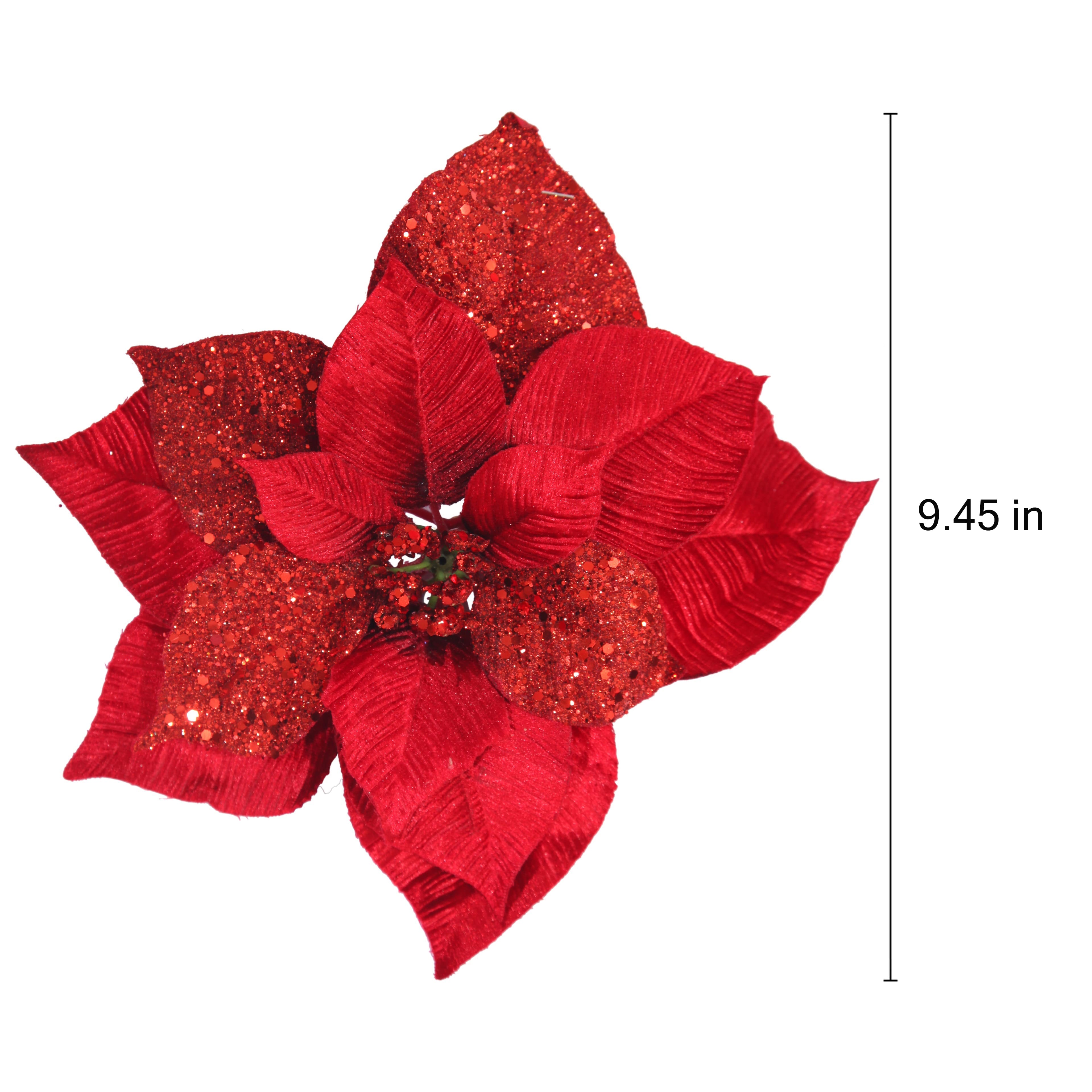 9.5&#x22; Red Glitter Poinsettia Clip by Ashland&#xAE;