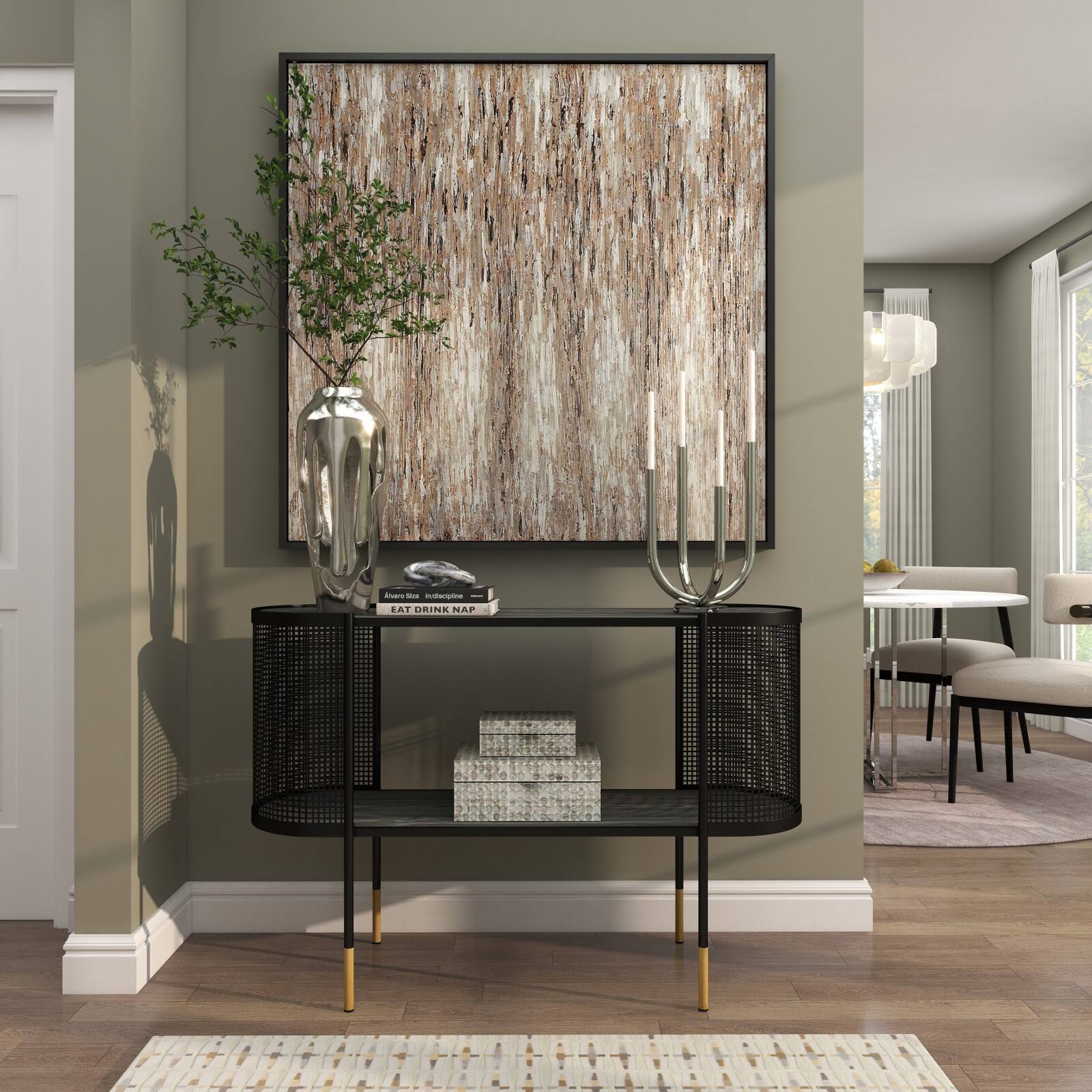 15" Silver Stainless Steel Abstract U-Shaped Candelabra