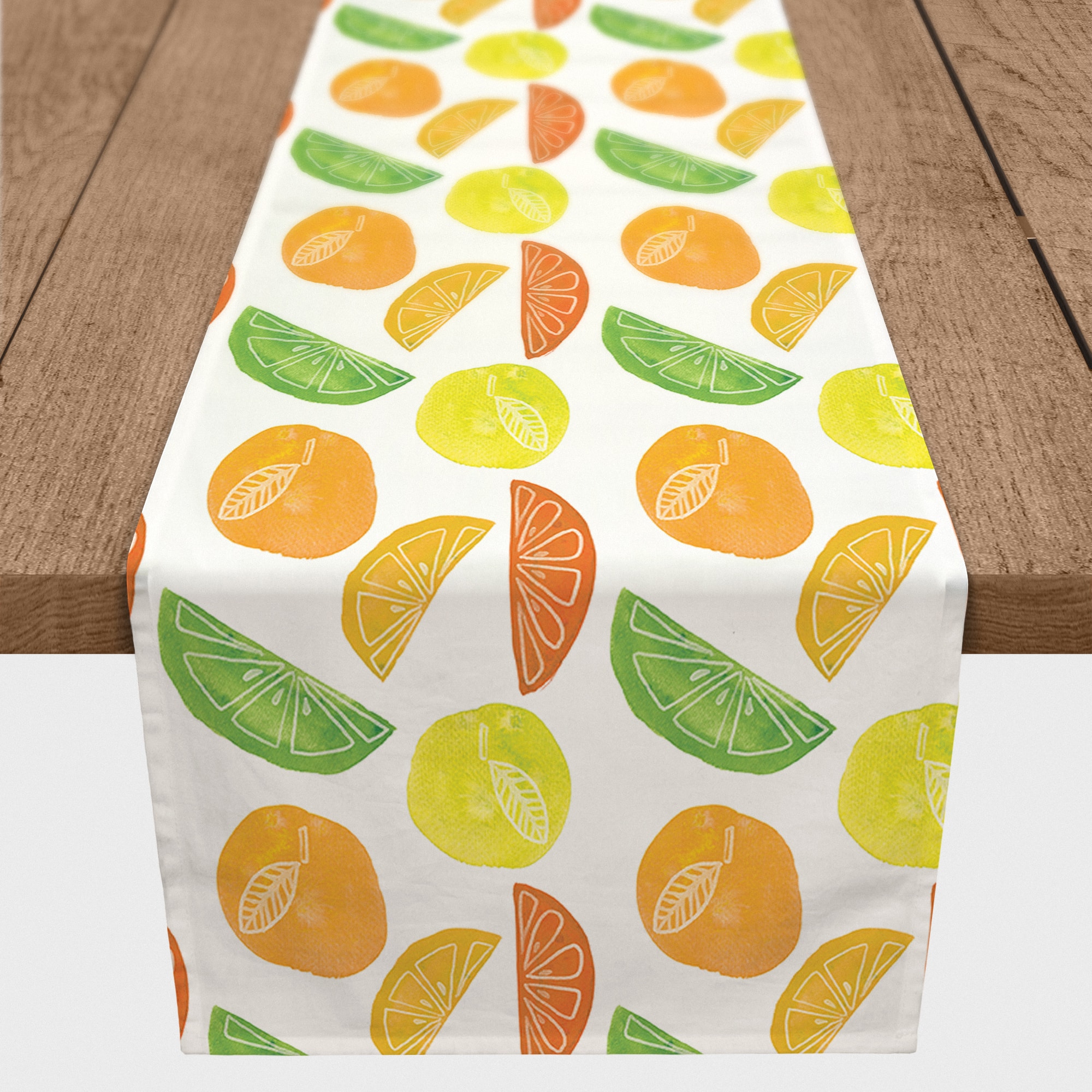 Citrus Fruit Pattern 16&#x22; x 90&#x22; Cotton Twill Runner