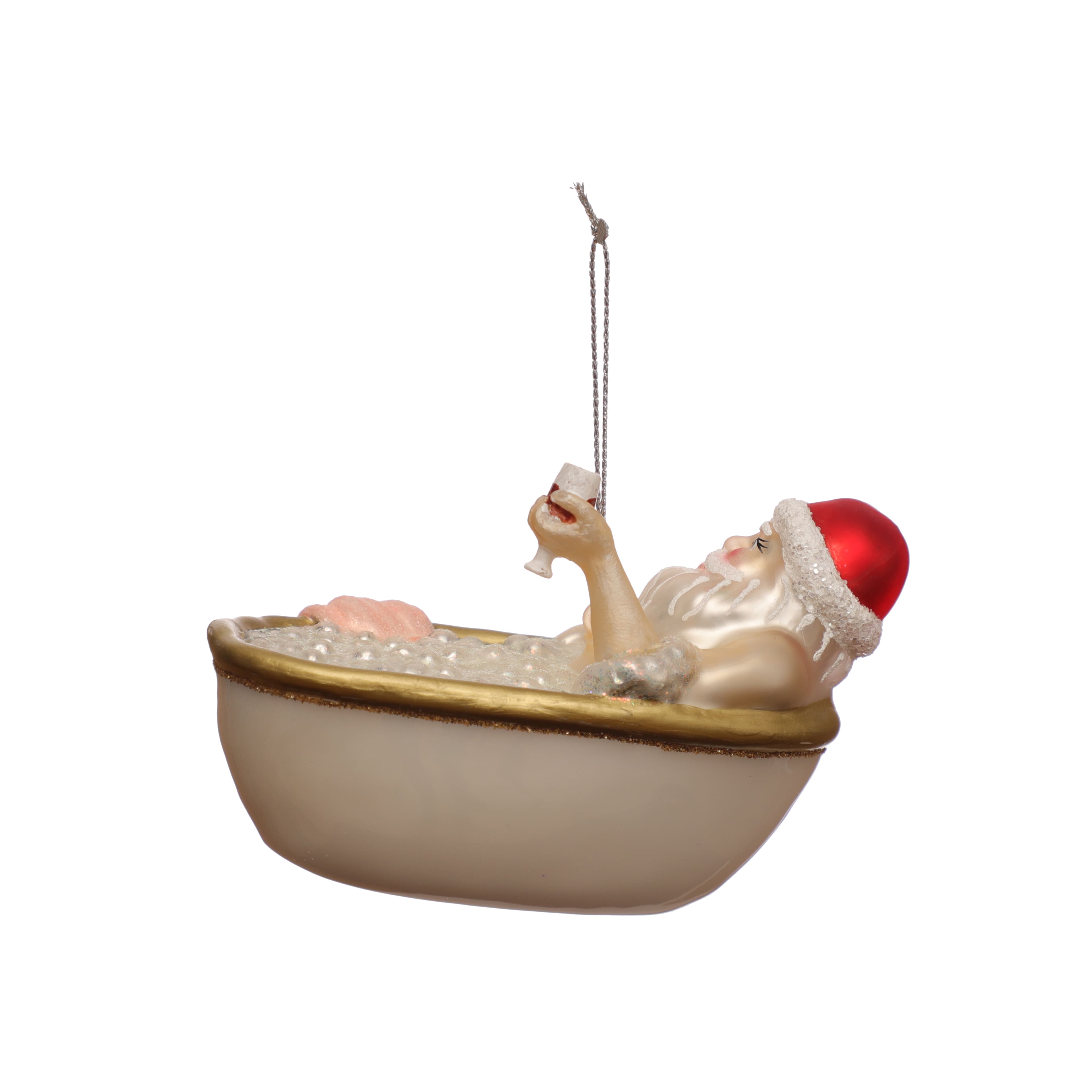 4&#x22; Santa in Tub Glass Ornament by Ashland&#xAE;
