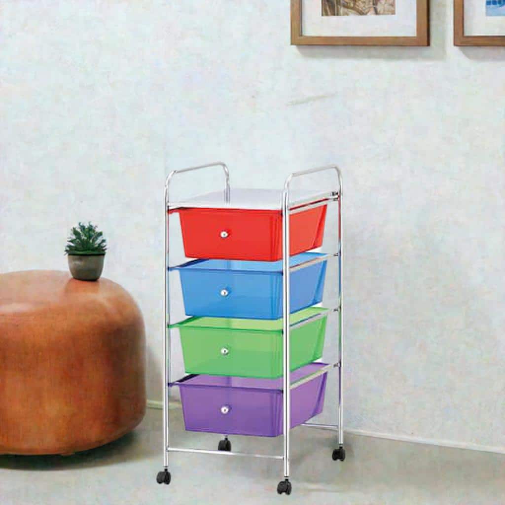 Mind Reader 30.2" Multicolor 4-Drawer Storage Trolley Rolling Cart