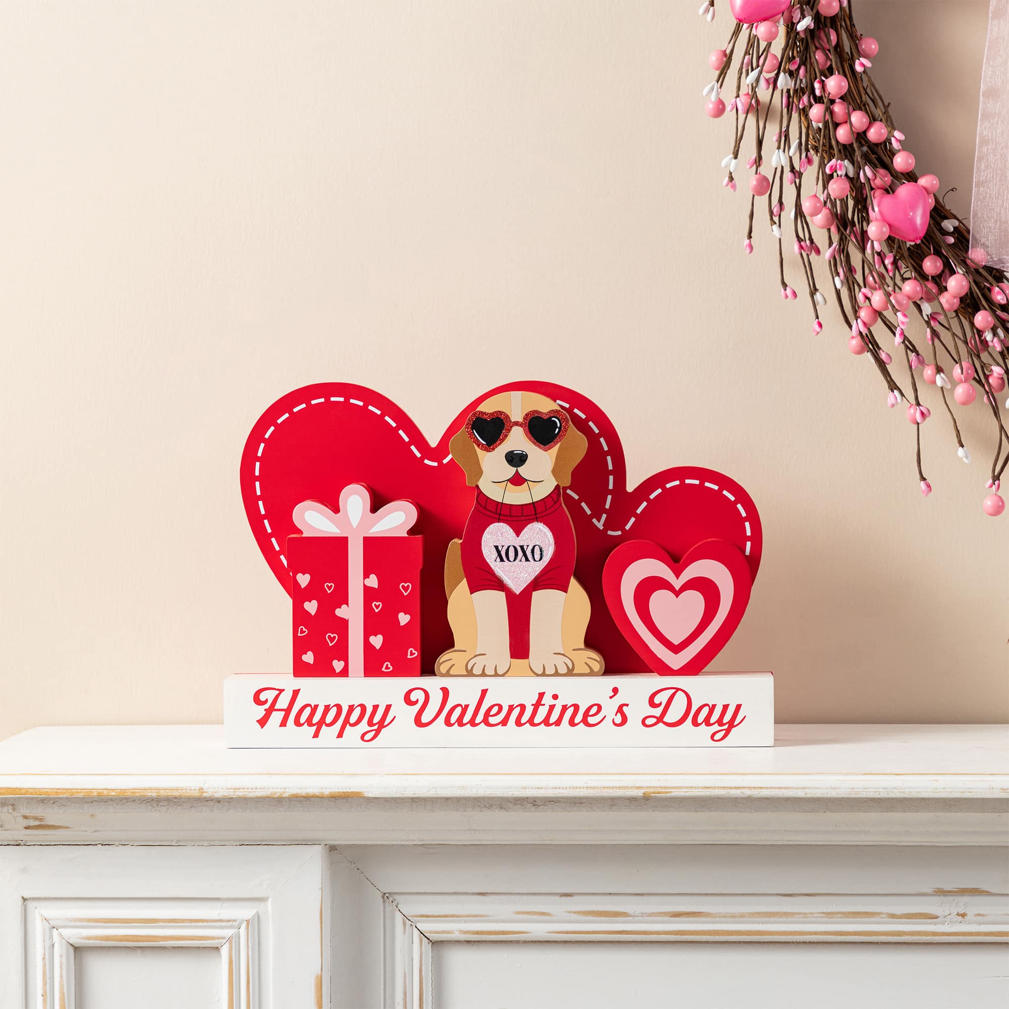 Glitzhome® 12" Valentine's Wooden Table Block Set