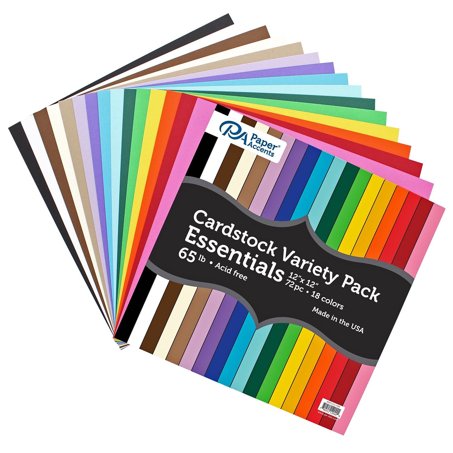 PA Paper&#x2122; Accents Variety Essentials 12&#x22; x 12&#x22; 65lb. Cardstock, 72 Sheets