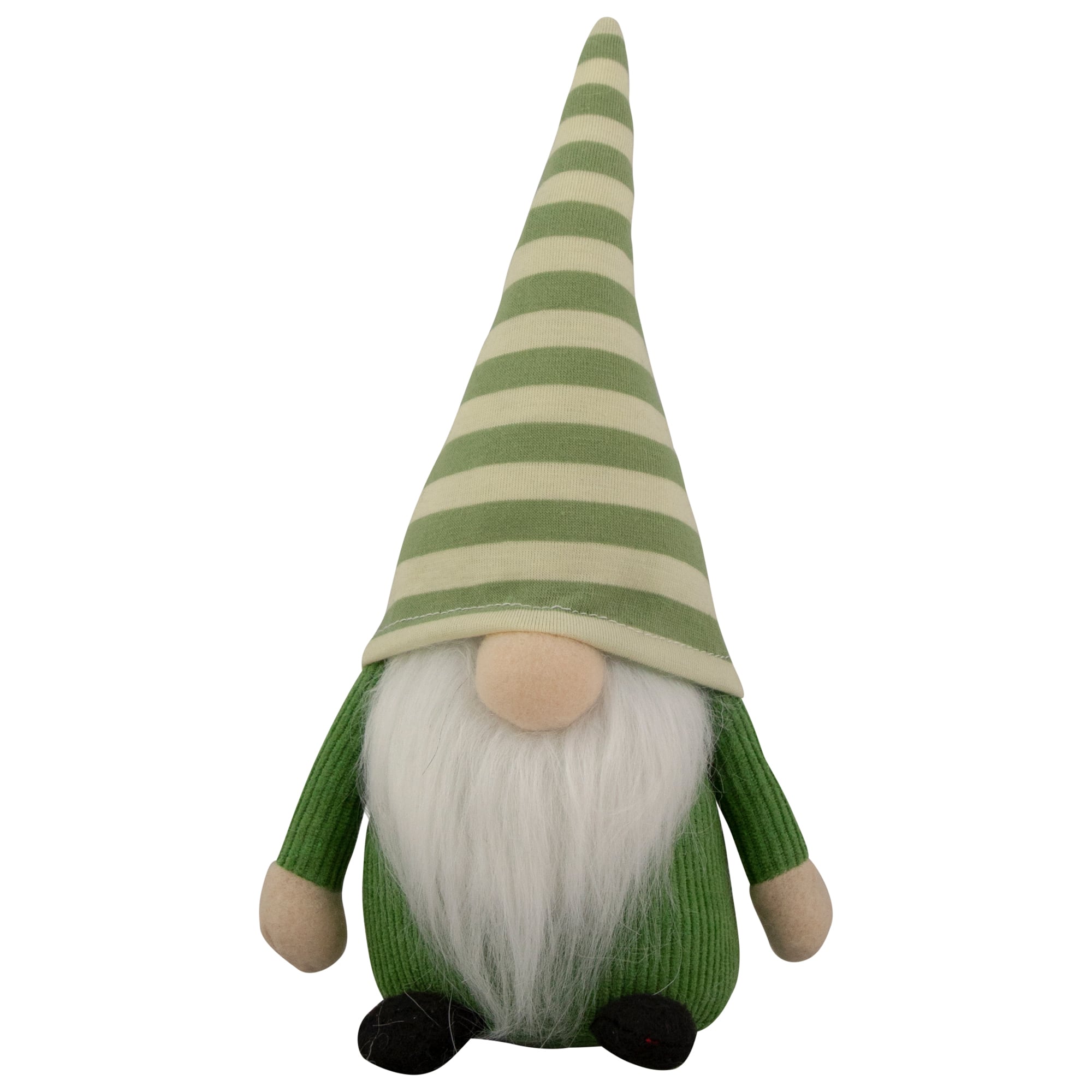 9&#x22; Green Striped Hat Boy Springtime Gnome