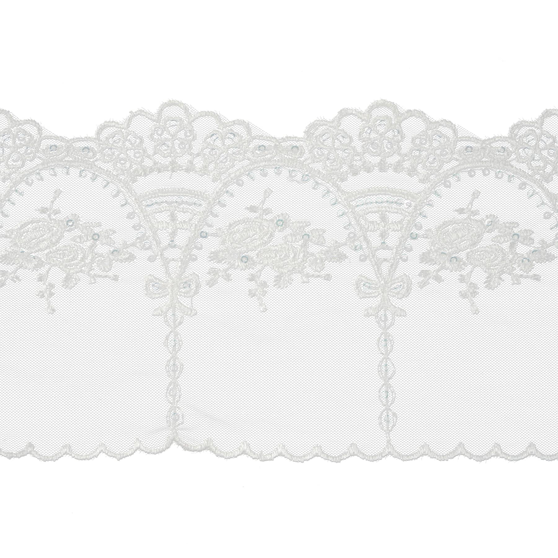 3.5&#x22; x 2yd. White Lace Ribbon by Ashland&#xAE; Gothic Bordeaux
