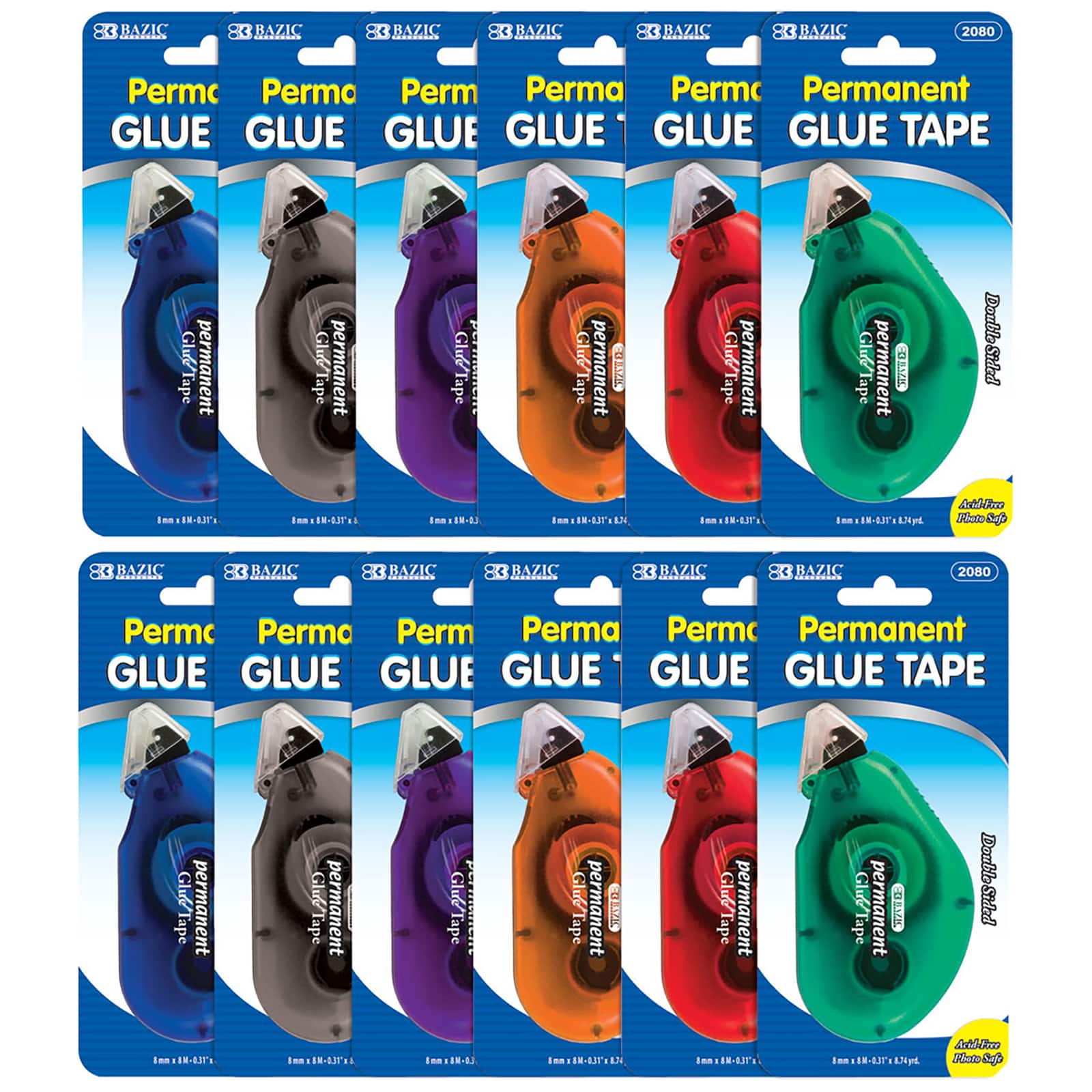 4 Packs: 12 ct. (48 total) BAZIC® Permanent Glue Tape