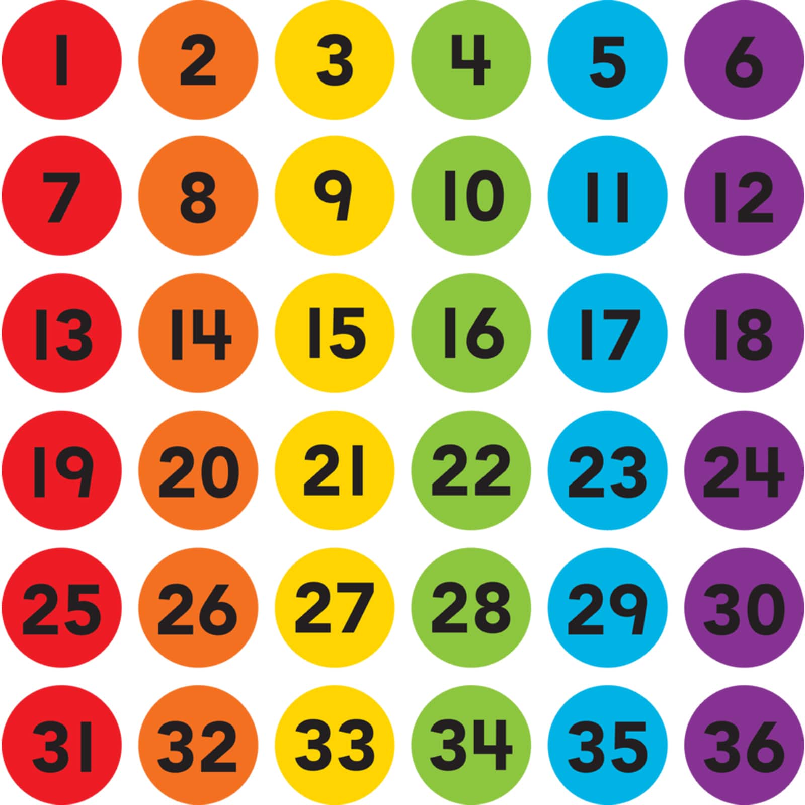Teacher Created Resources Spot On® 4" Numbered Carpet Markers, 36ct.