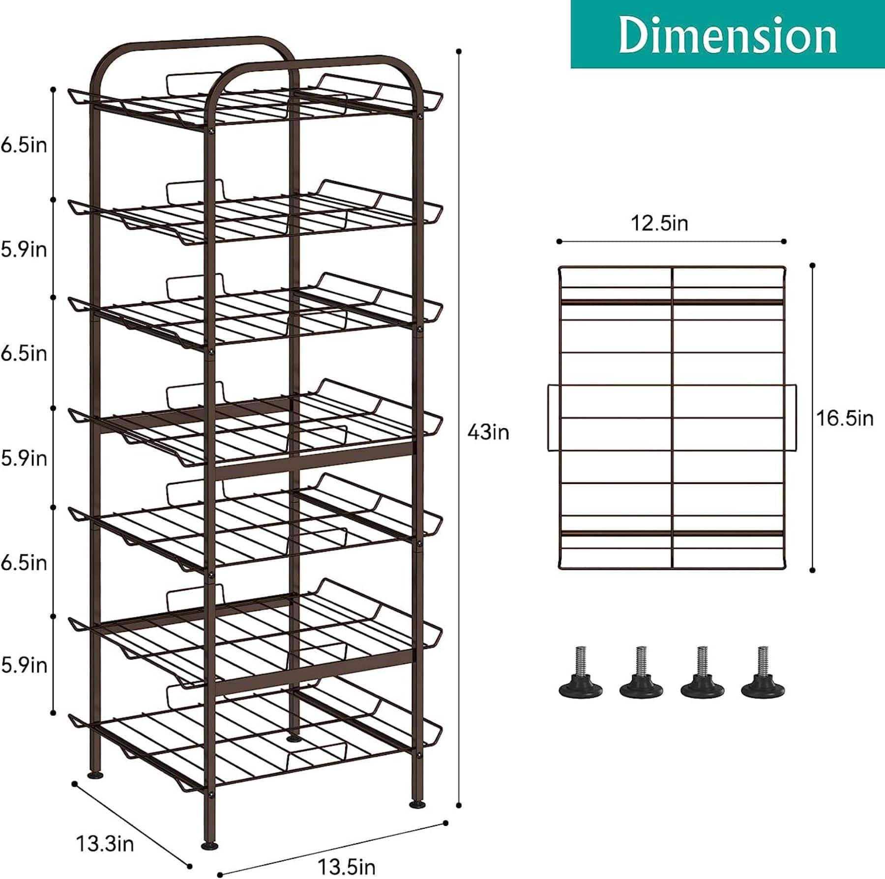 NEX&#x2122; 43&#x22; Bronze Freestanding 7-Tier Water Bottle Organizer