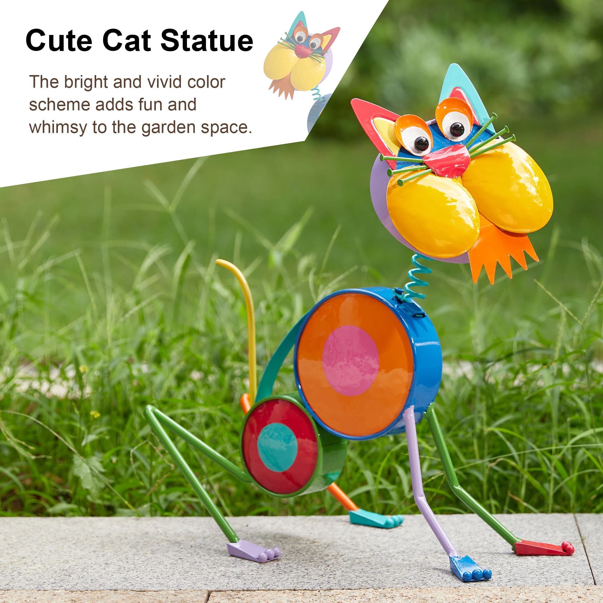 Glitzhome&#xAE; 16.5&#x22; Metal Novelty Cat Garden Statue