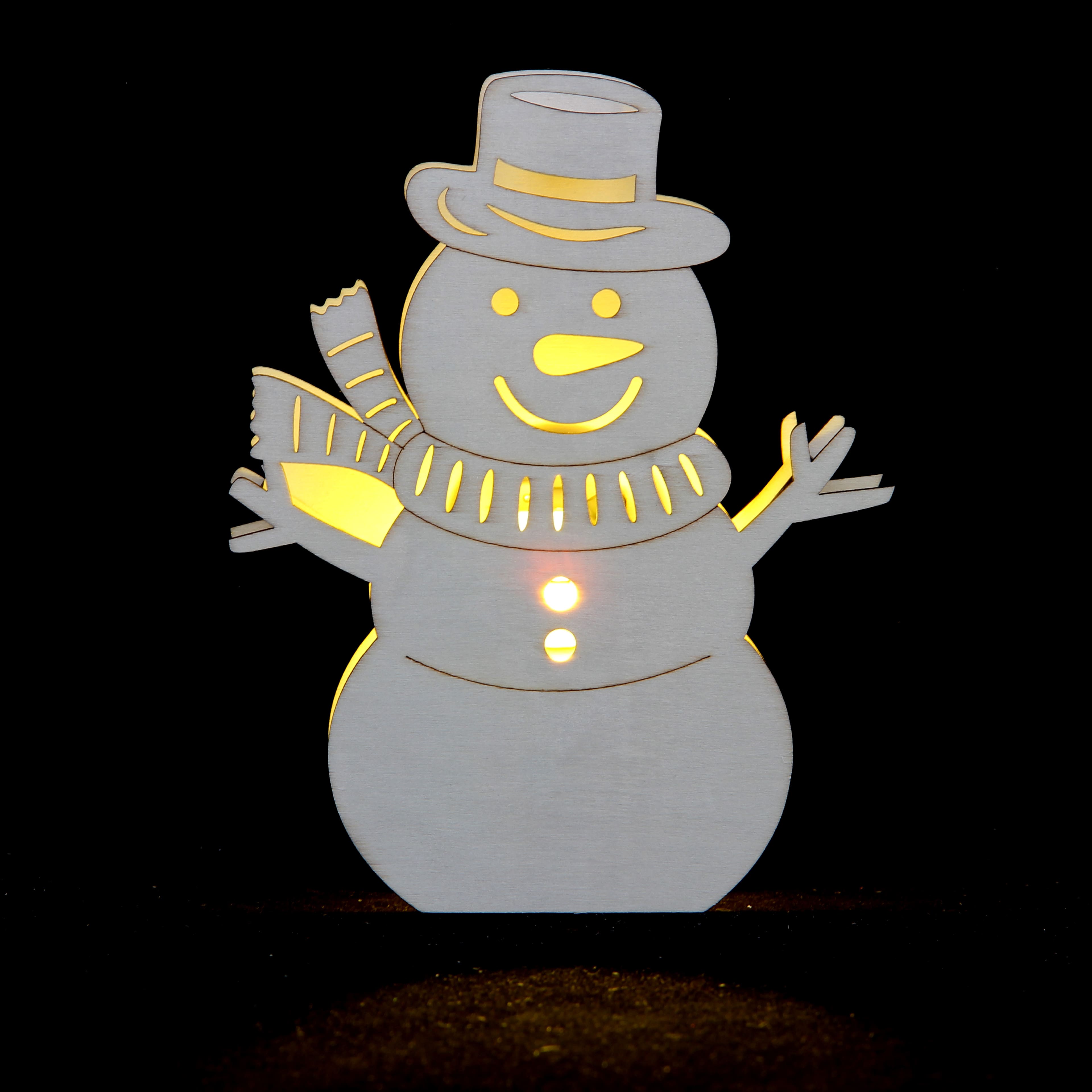 7&#x22; Snowman DIY LED Wood D&#xE9;cor by Make Market&#xAE;