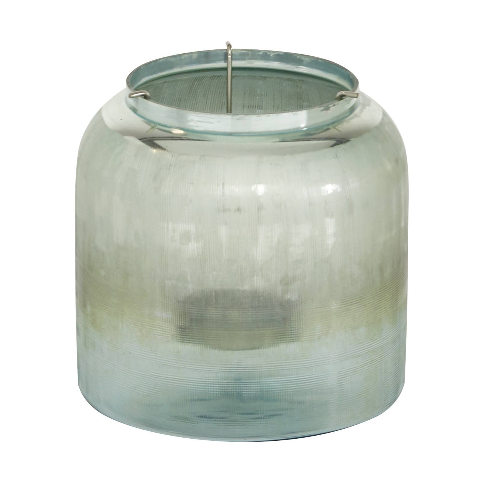 8&#x22; Turquoise Glass Contemporary Candlestick Holder