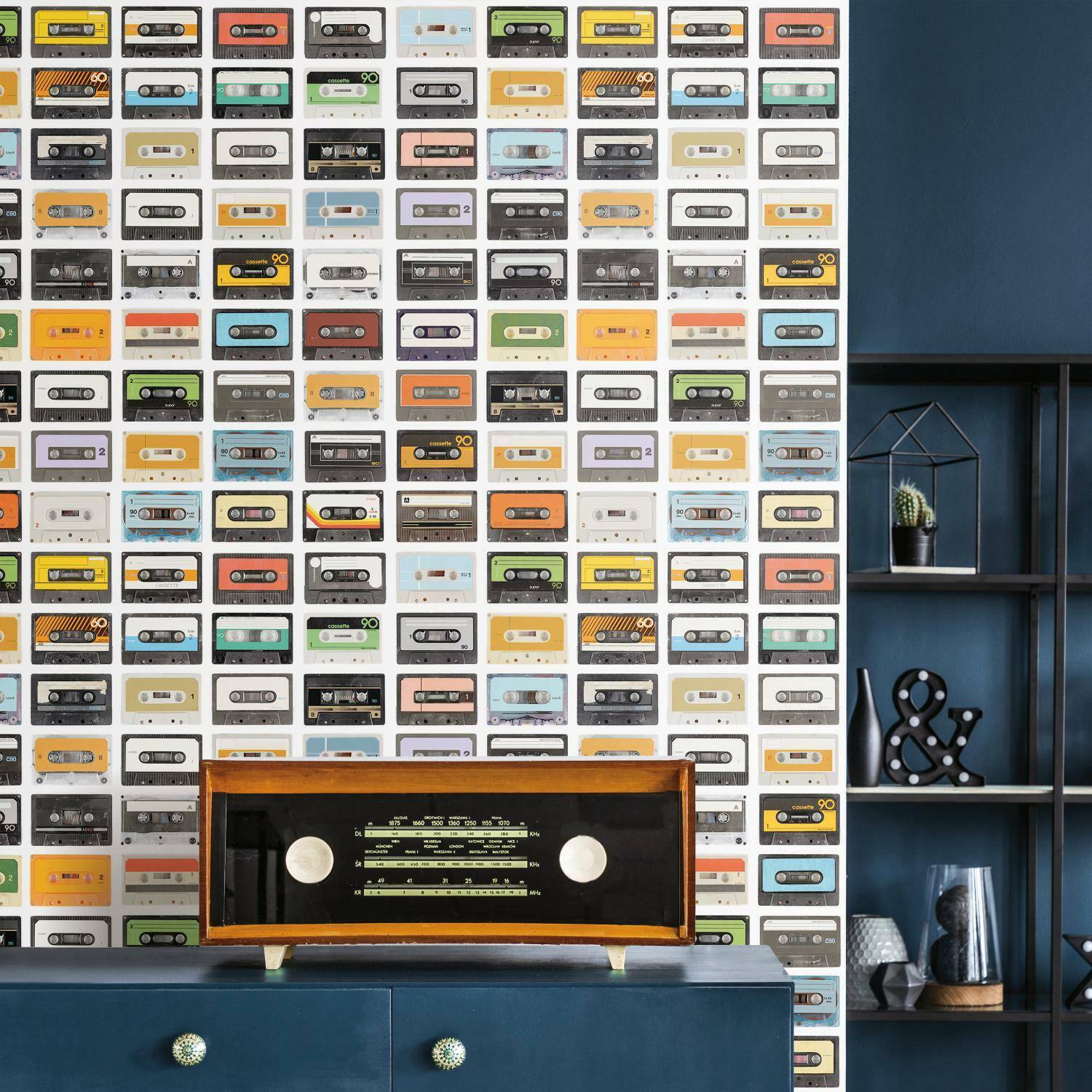 RoomMates Retro Cassettes Peel & Stick Wallpaper