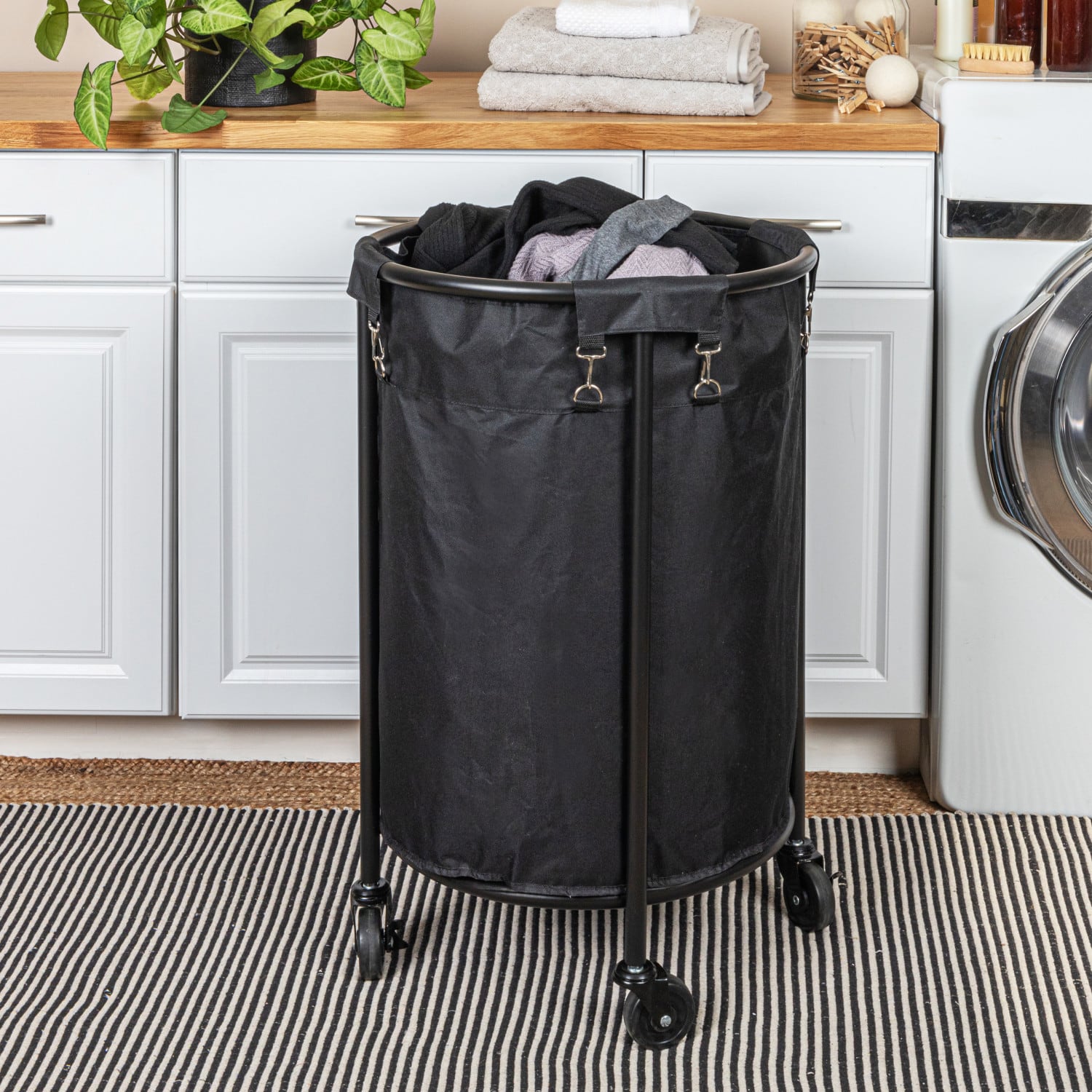 Household Essentials 32&#x22; Black Round Laundry Hamper