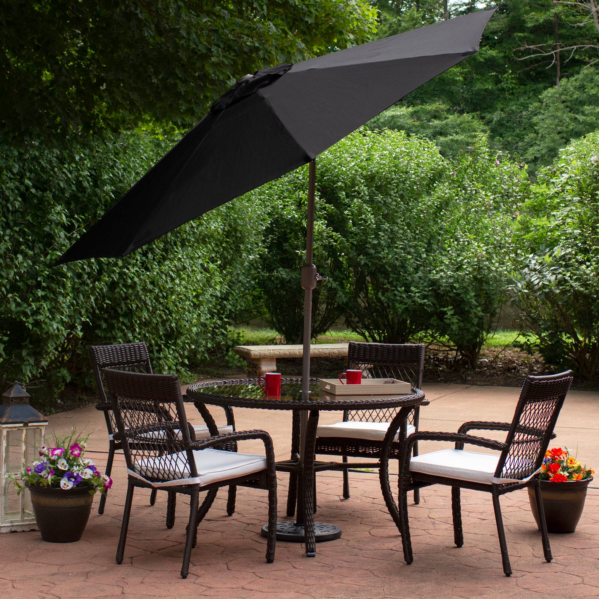 9ft. Outdoor Patio Market Umbrella with Hand Crank &#x26; Tilt