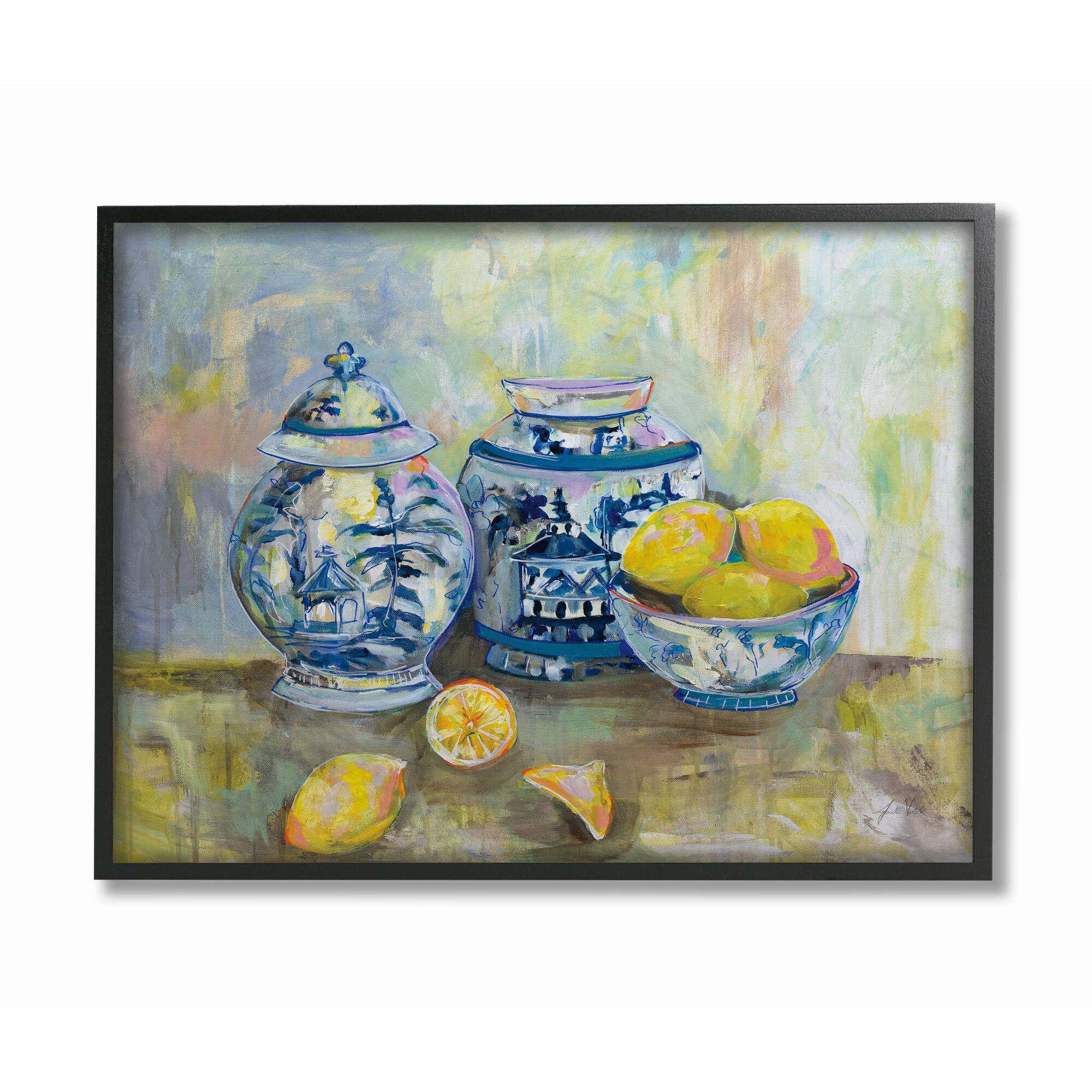 Stupell Industries Lemons & Pottery Painting Wall Accent with Black Frame