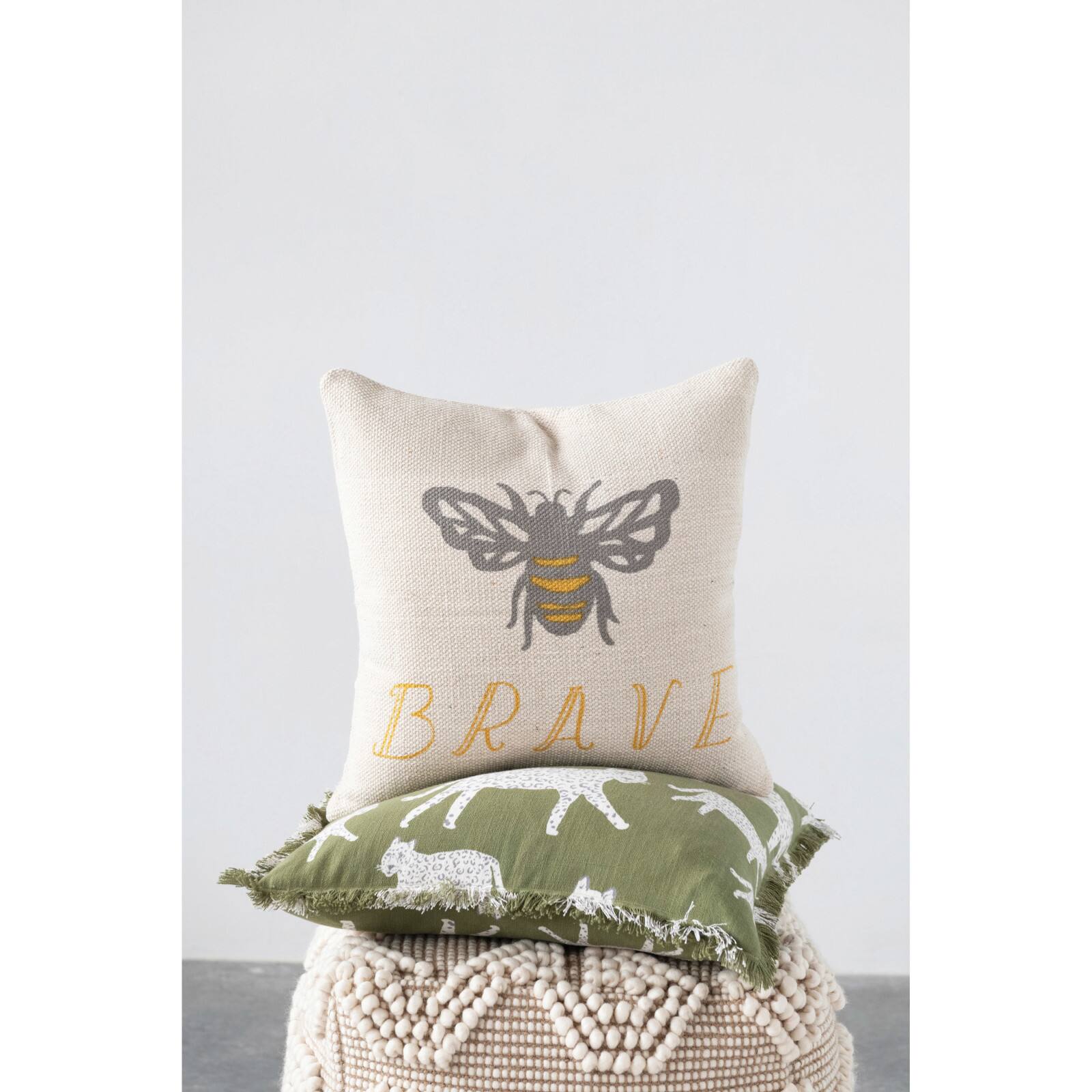 Hello Honey® Bee "Brave" Cotton Pillow
