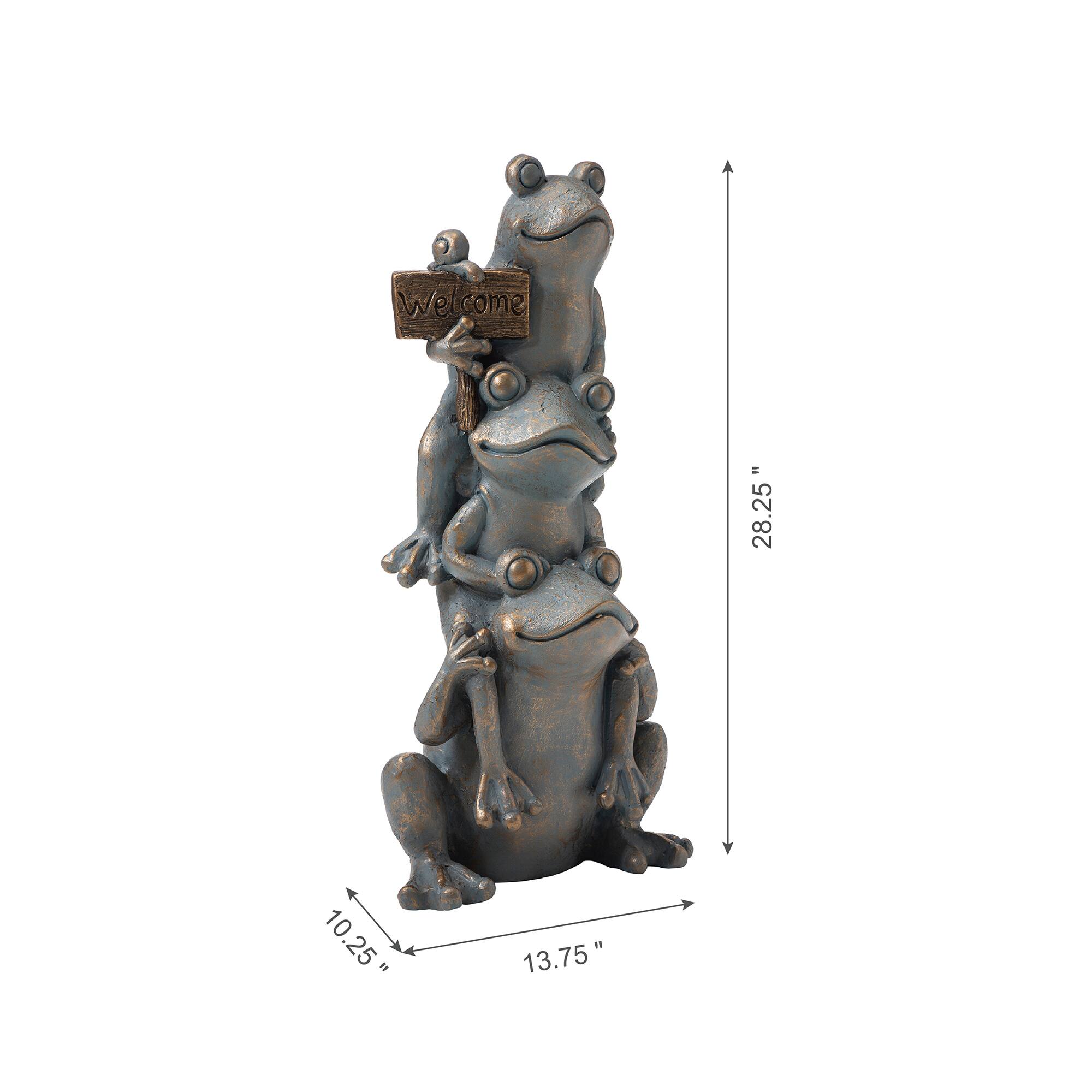 Glitzhome&#xAE; 28&#x22; Bronze Stacked Frog Statue