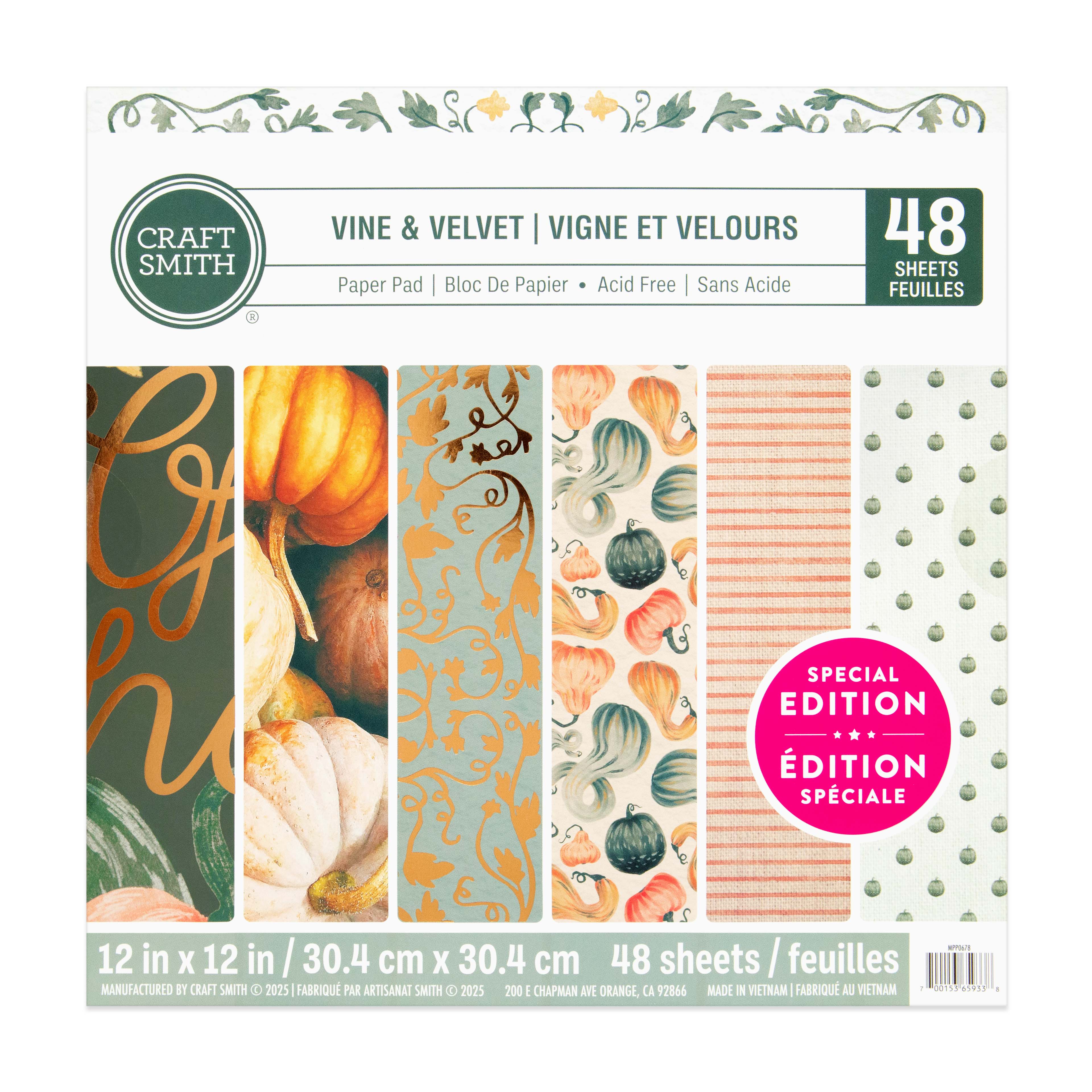 Craft Smith 12&#x22; x 12&#x22; Vine &#x26; Velvet Paper Pad