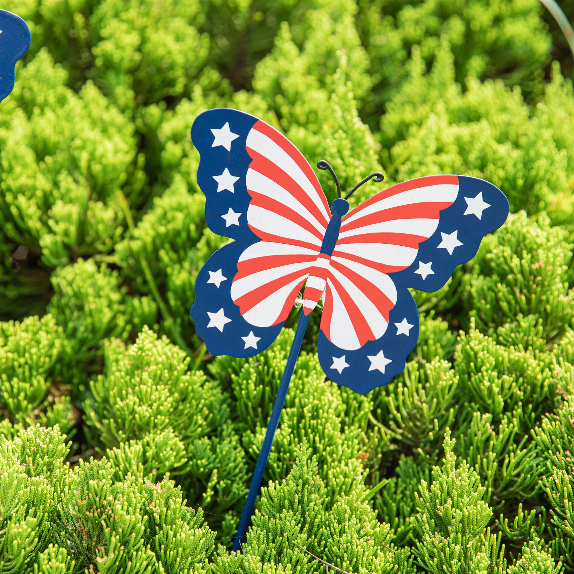 Glitzhome® 24" Patriotic Butterfly Yard Stake Set