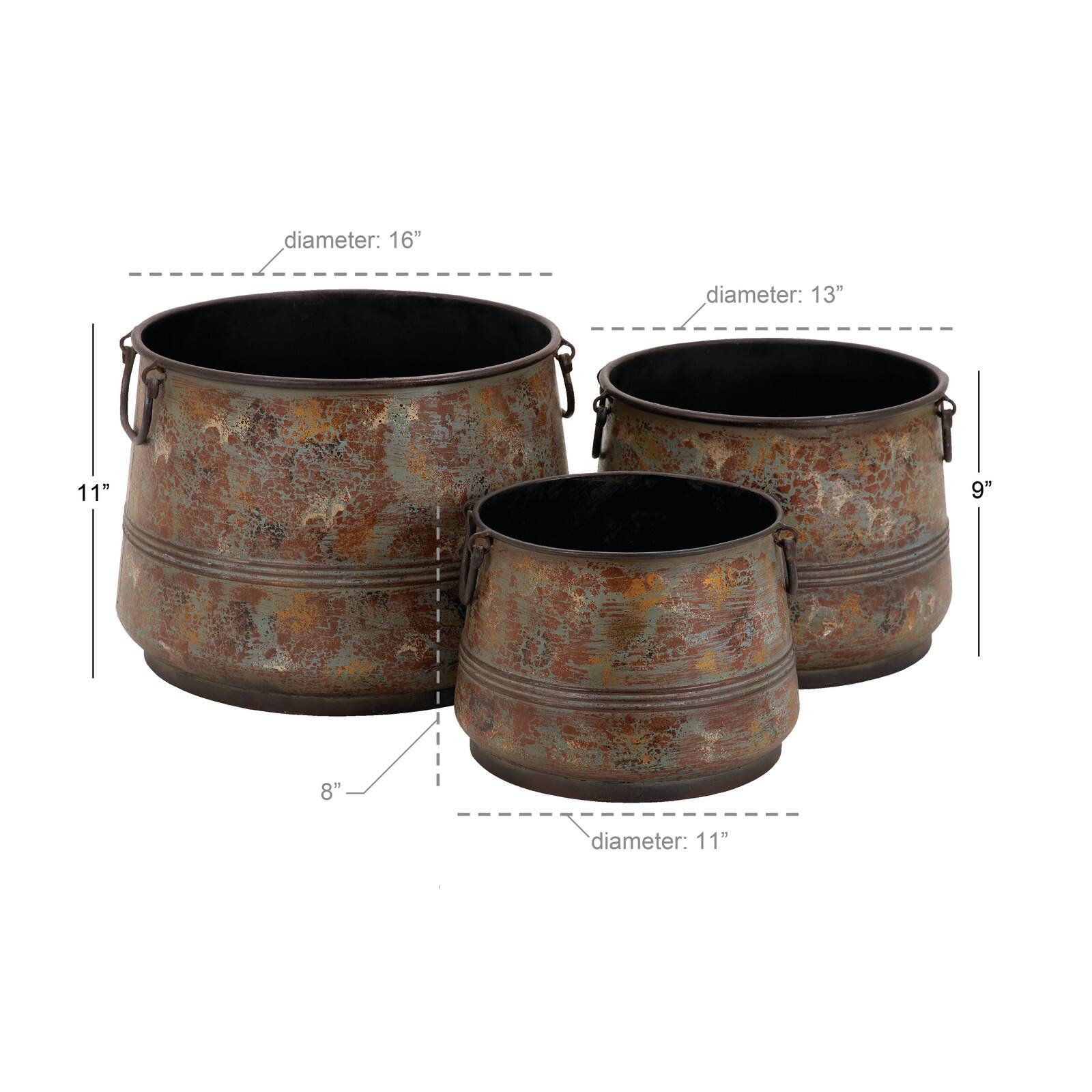 Brass Metal Rustic Planter Set 16