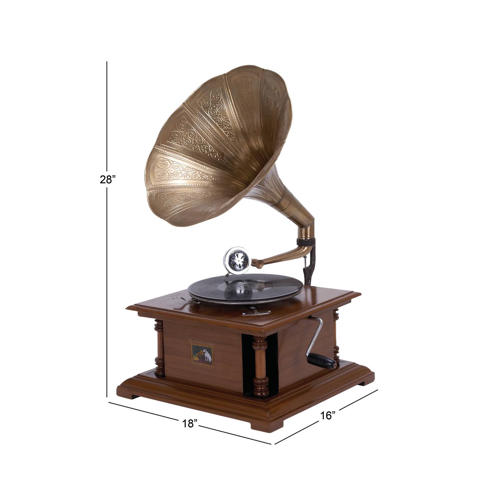 Copper Wood and Metal Vintage Gramophone, 28&#x22; x 18&#x22; x 16&#x22;