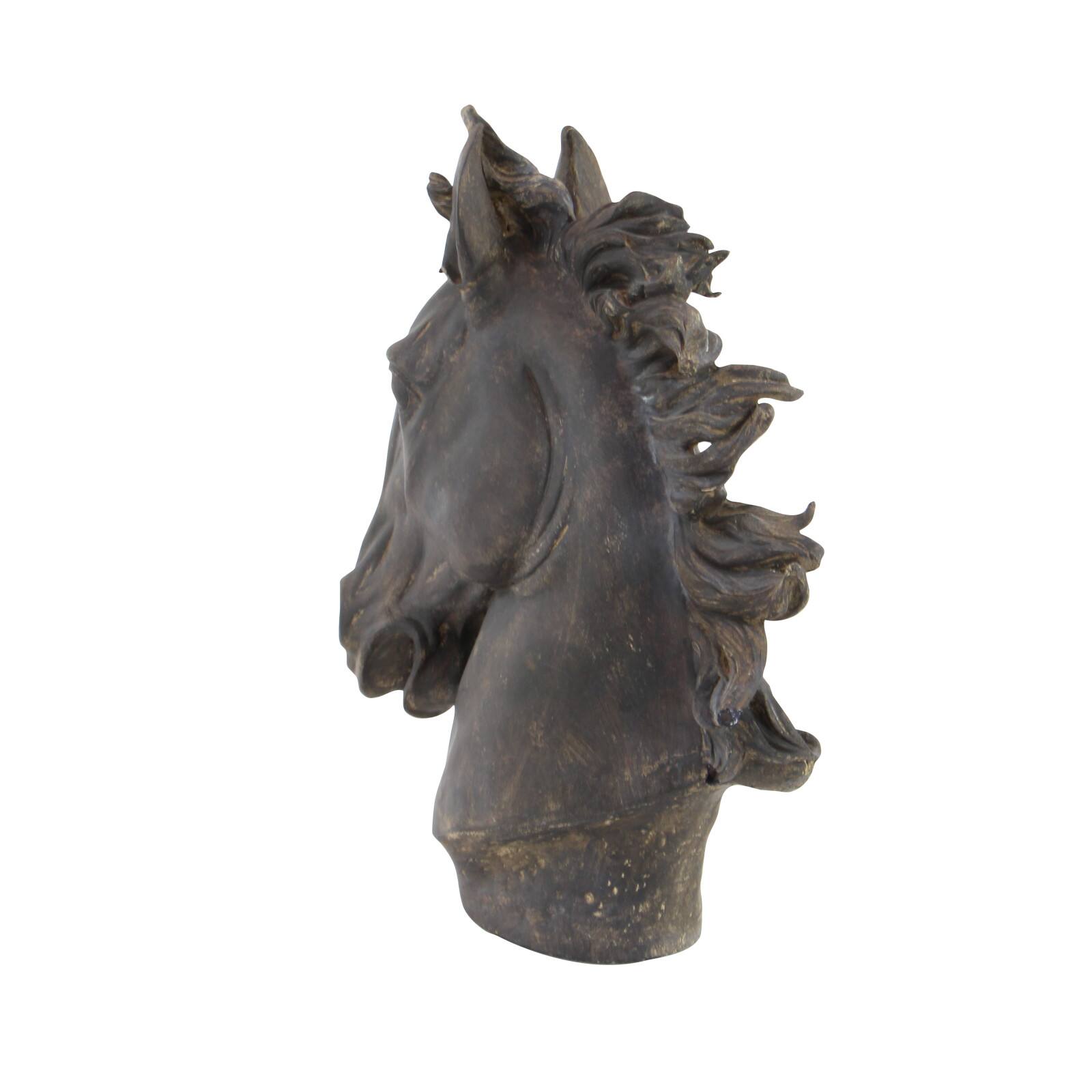 25" Brown Polystone Traditional Horse Sculpture