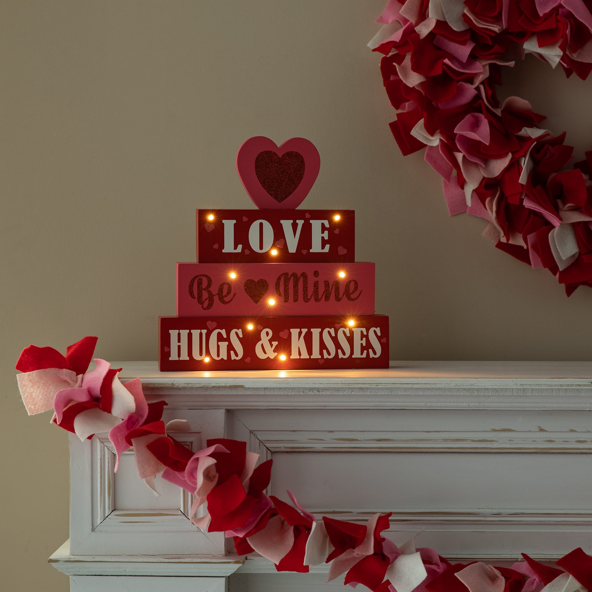 Glitzhome® 11.25"Lighted Valentine's Wooden Block Table Sign