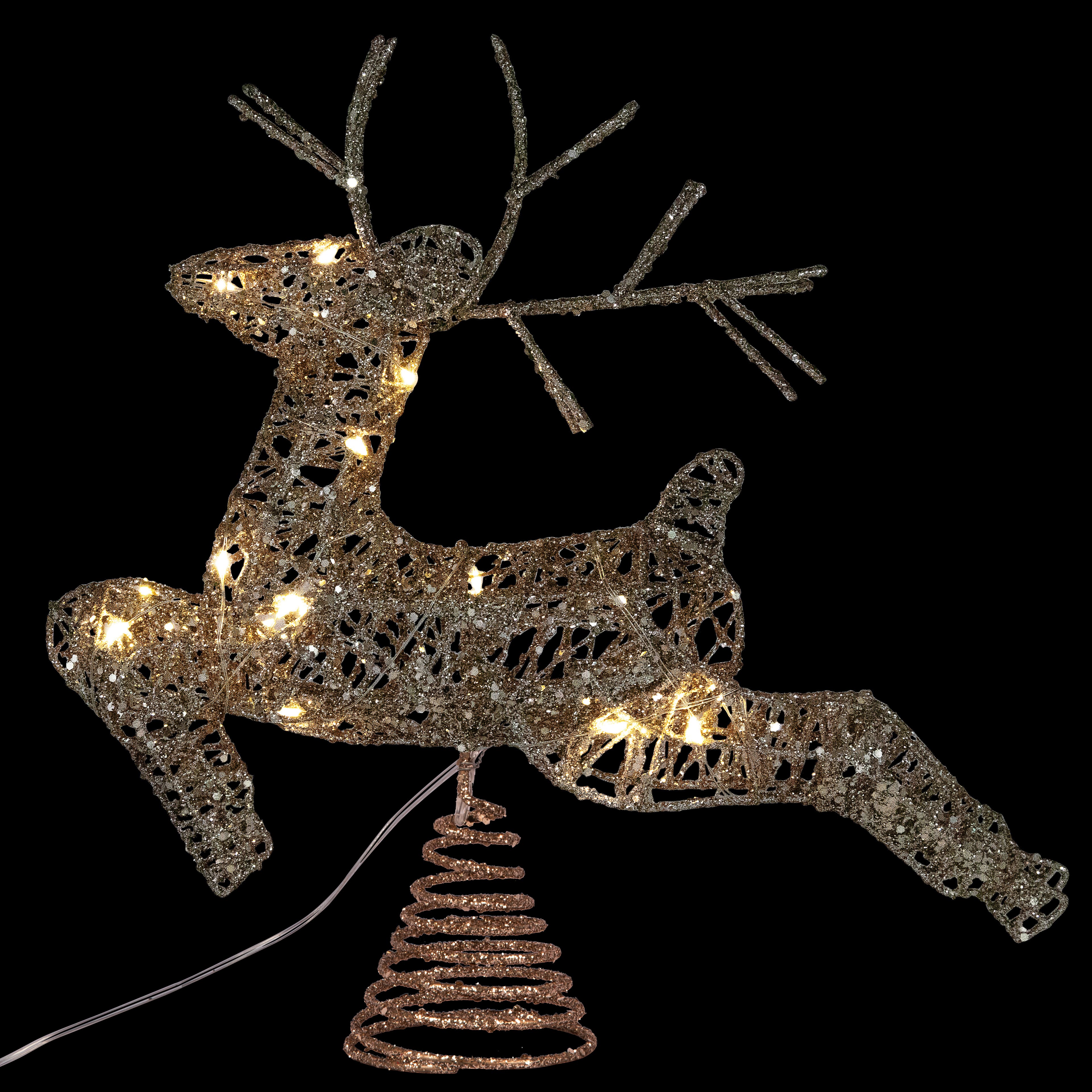 11.25&#x22; Champagne Glitter Reindeer LED Tree Topper by Ashland&#xAE;