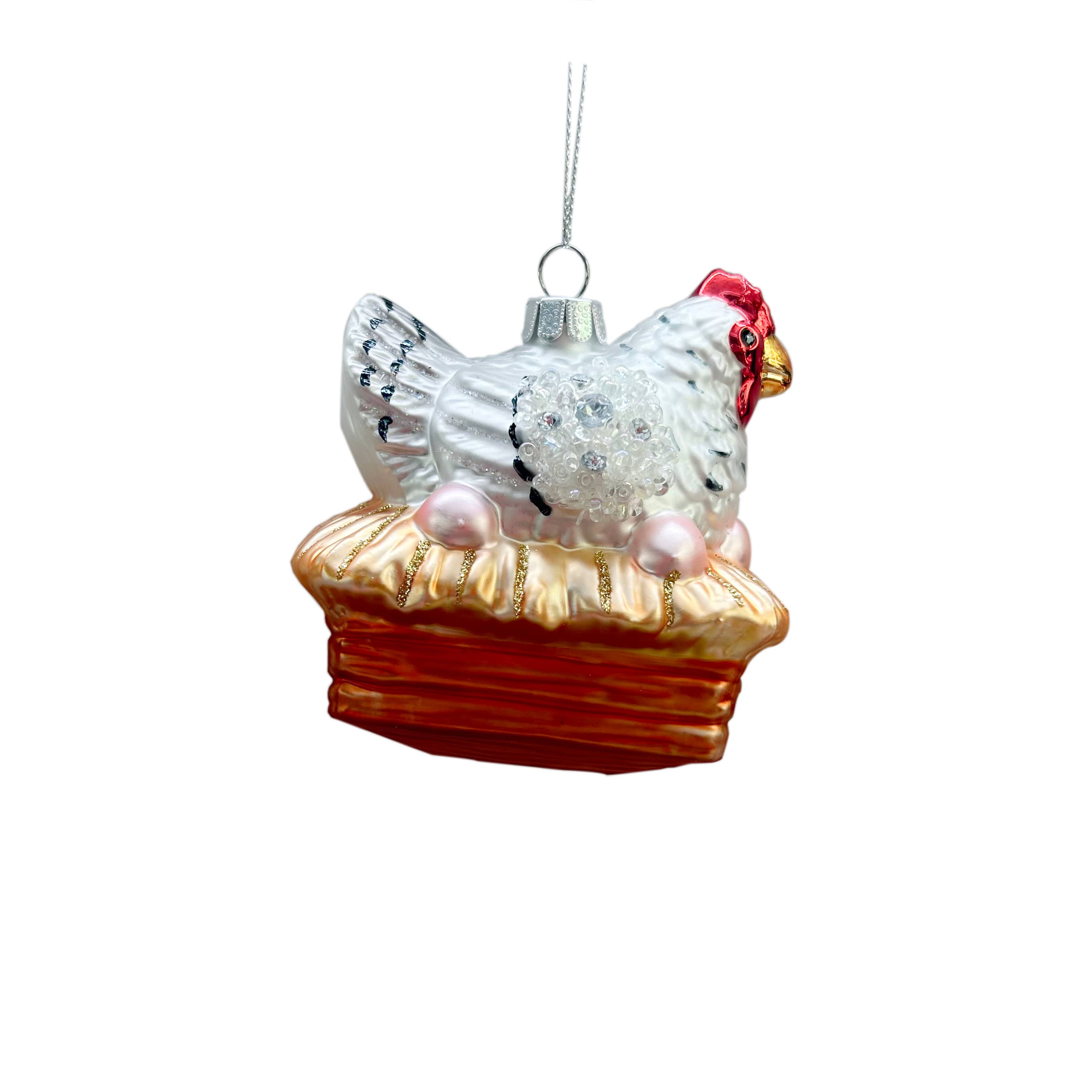 4.25&#x22; Hen on Eggs Glass Ornament by Ashland&#xAE;