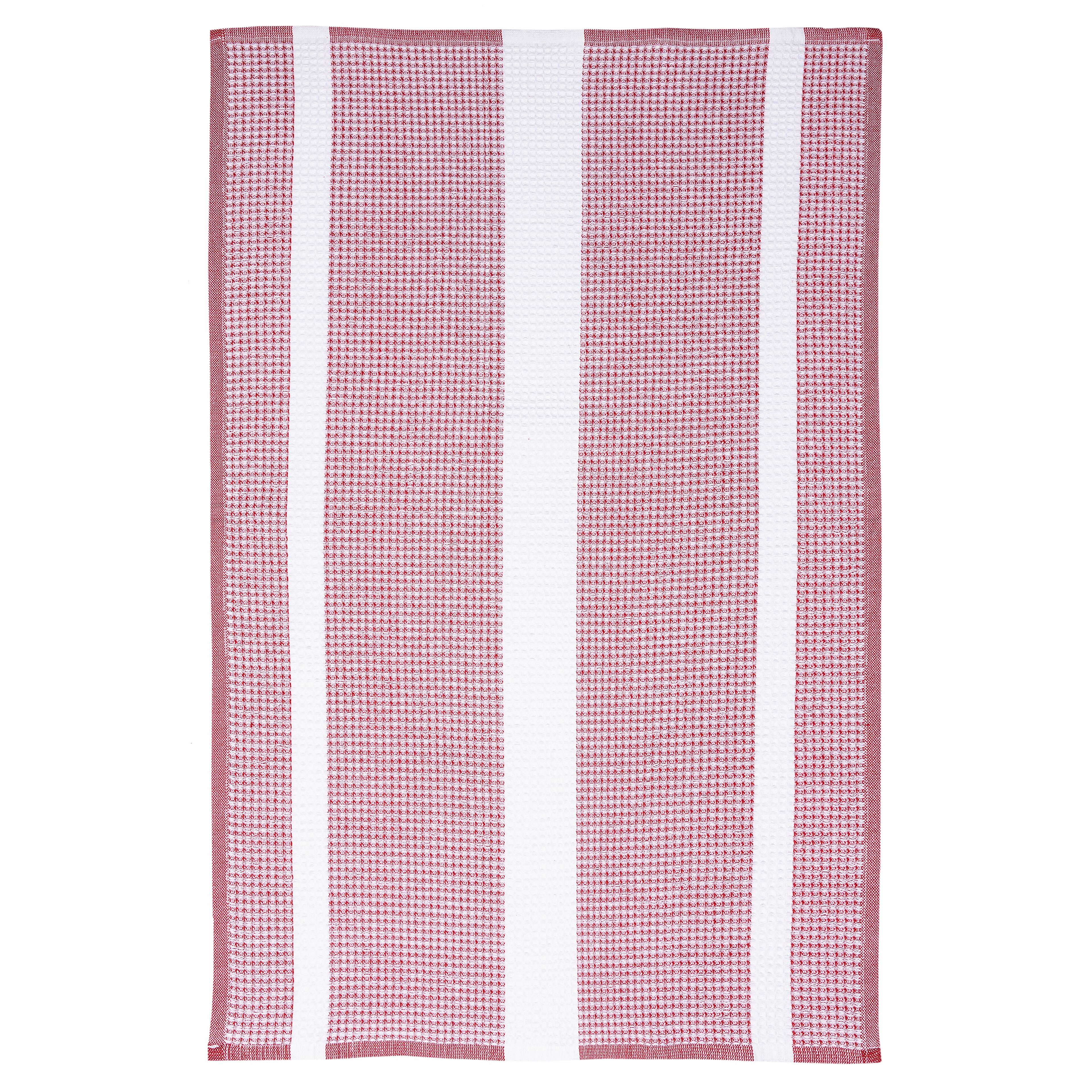 MUkitchen Crimson Stripe Waffle Terry Cloth Towel