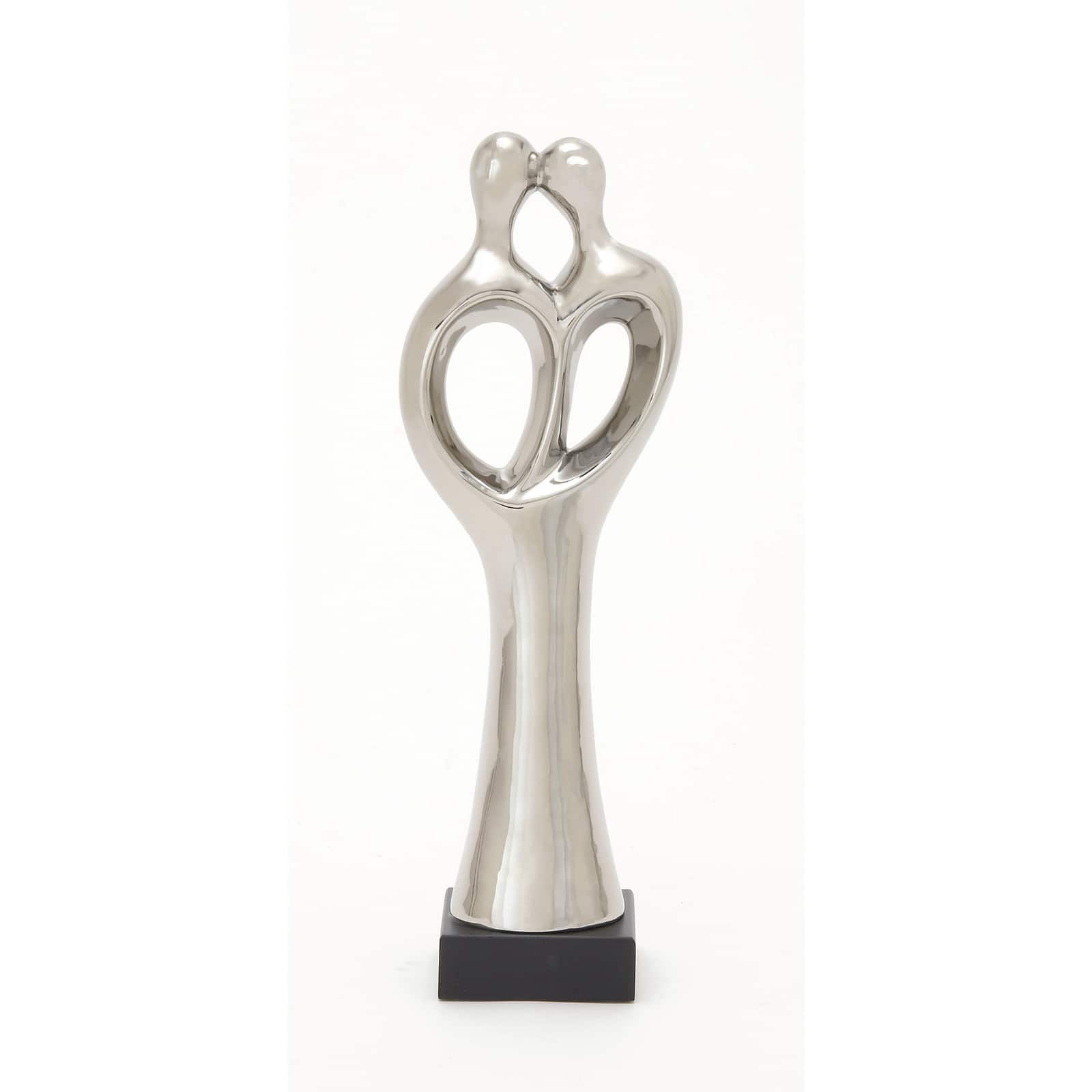 19" Traditional Silver Porcelain Stylized Abstract Couple Sculpture