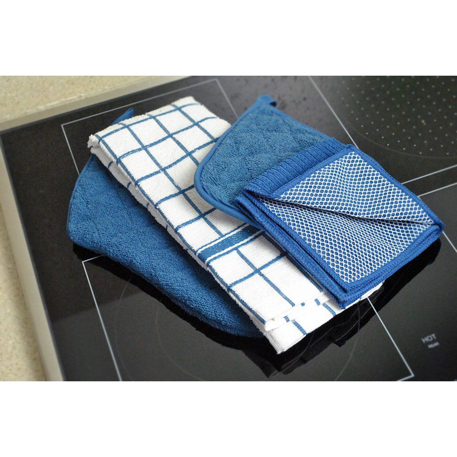DII® Nautical Blue Windowpane Terry Dishtowel, 4ct.