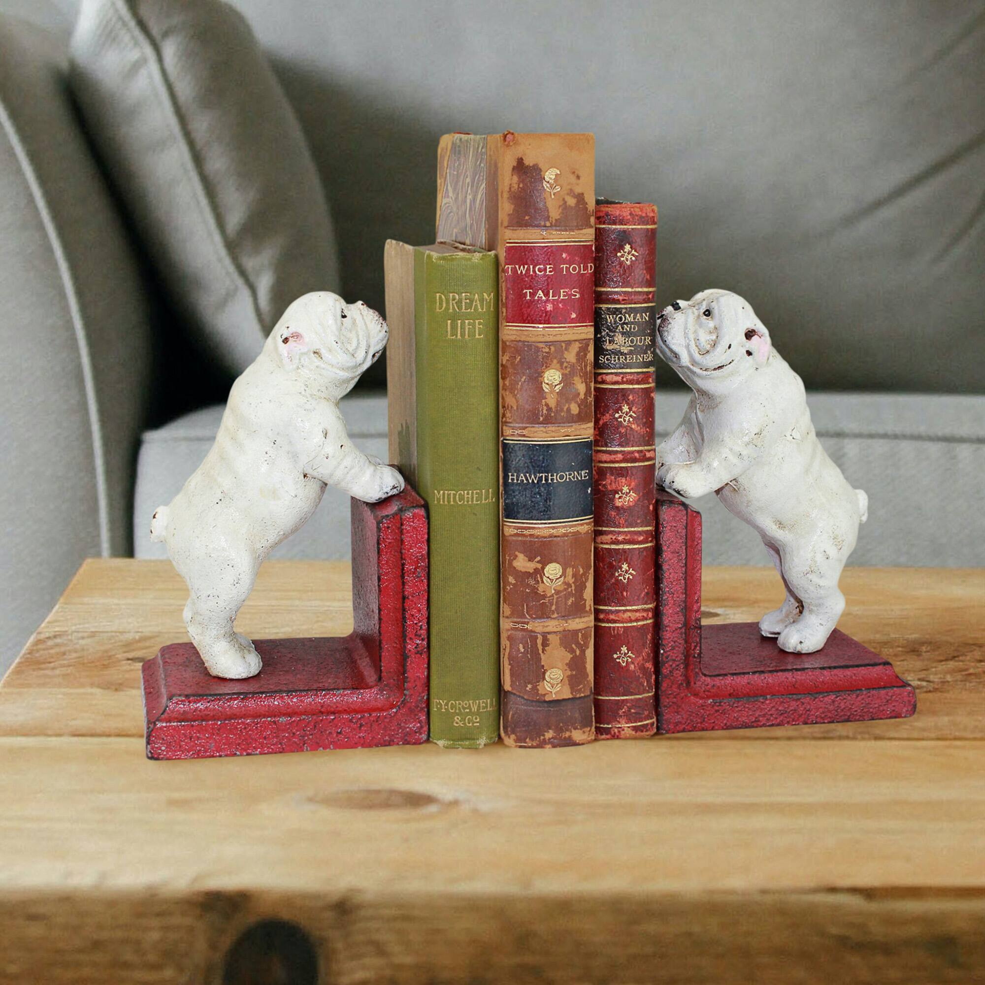 5.5&#x22; Over the Fence Bulldog Cast Iron Bookend Set