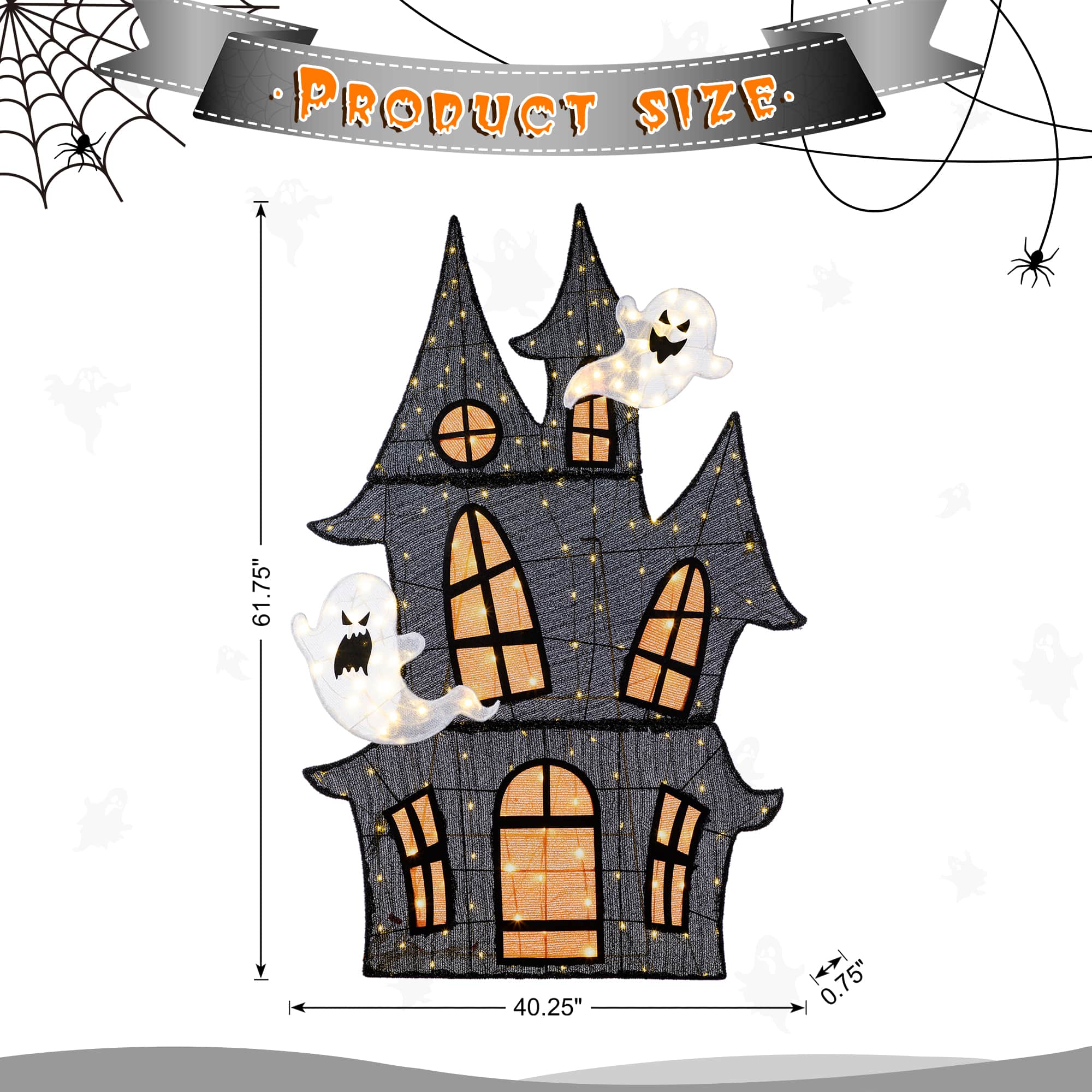 Glitzhome&#xAE; 61.75&#x22;H Lighted Halloween 2D Haunted House Outdoor Decor