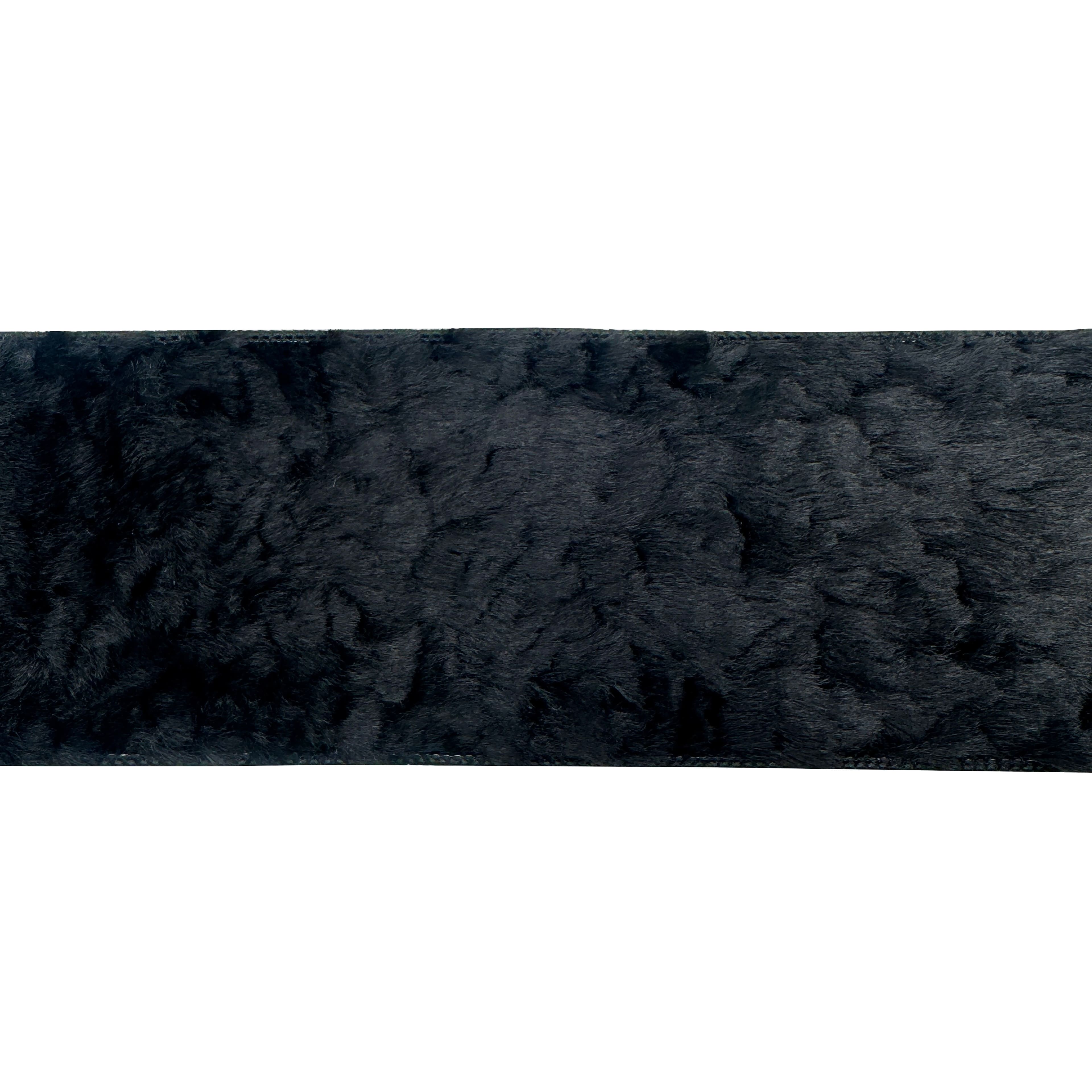 3.5&#x22; x 15ft. Black Wired Faux Fur Ribbon by Celebrate It&#xAE;