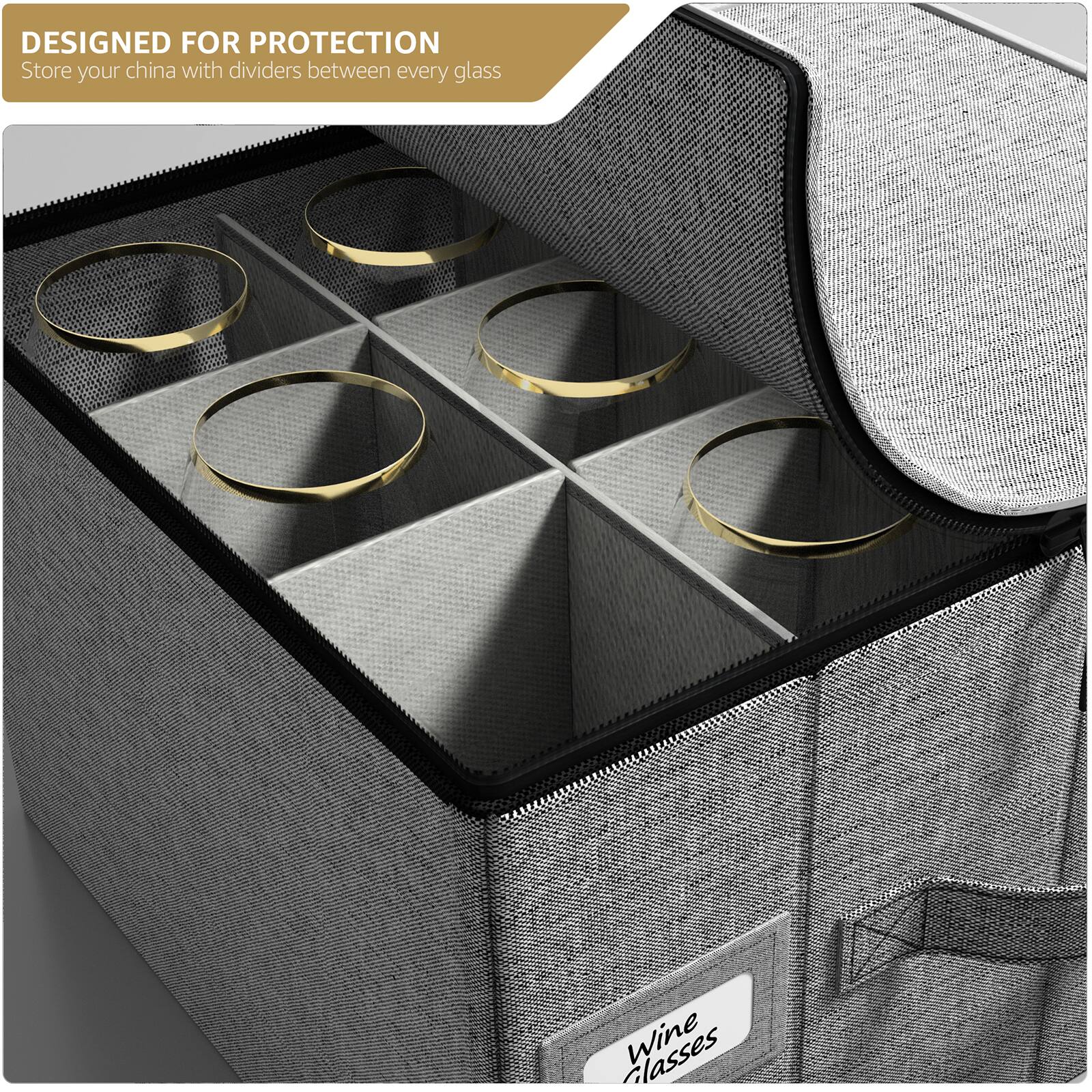 Sorbus 15.75" Gray Stemware Storage Chest